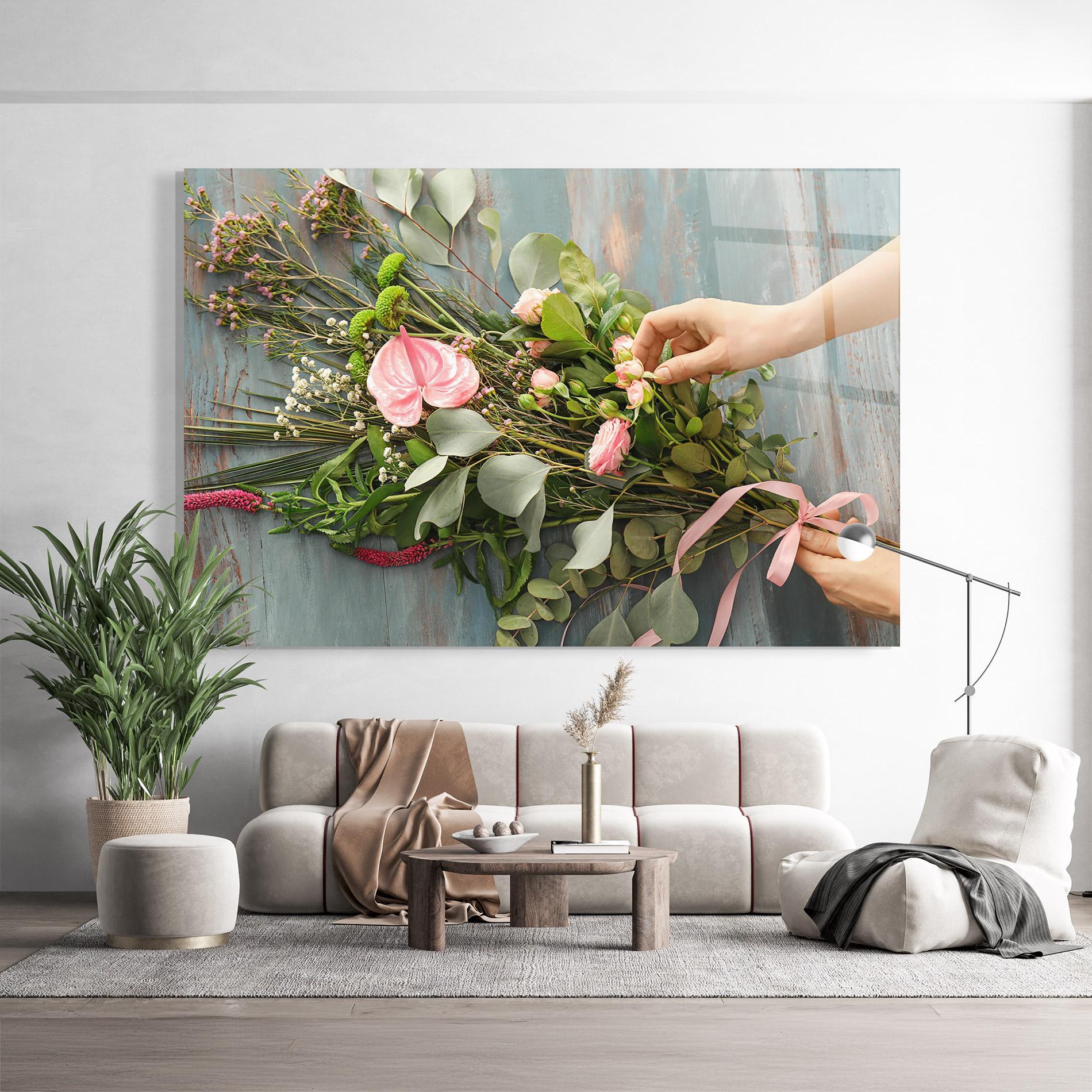 Glasbild Preparing Bouquet mockup 9