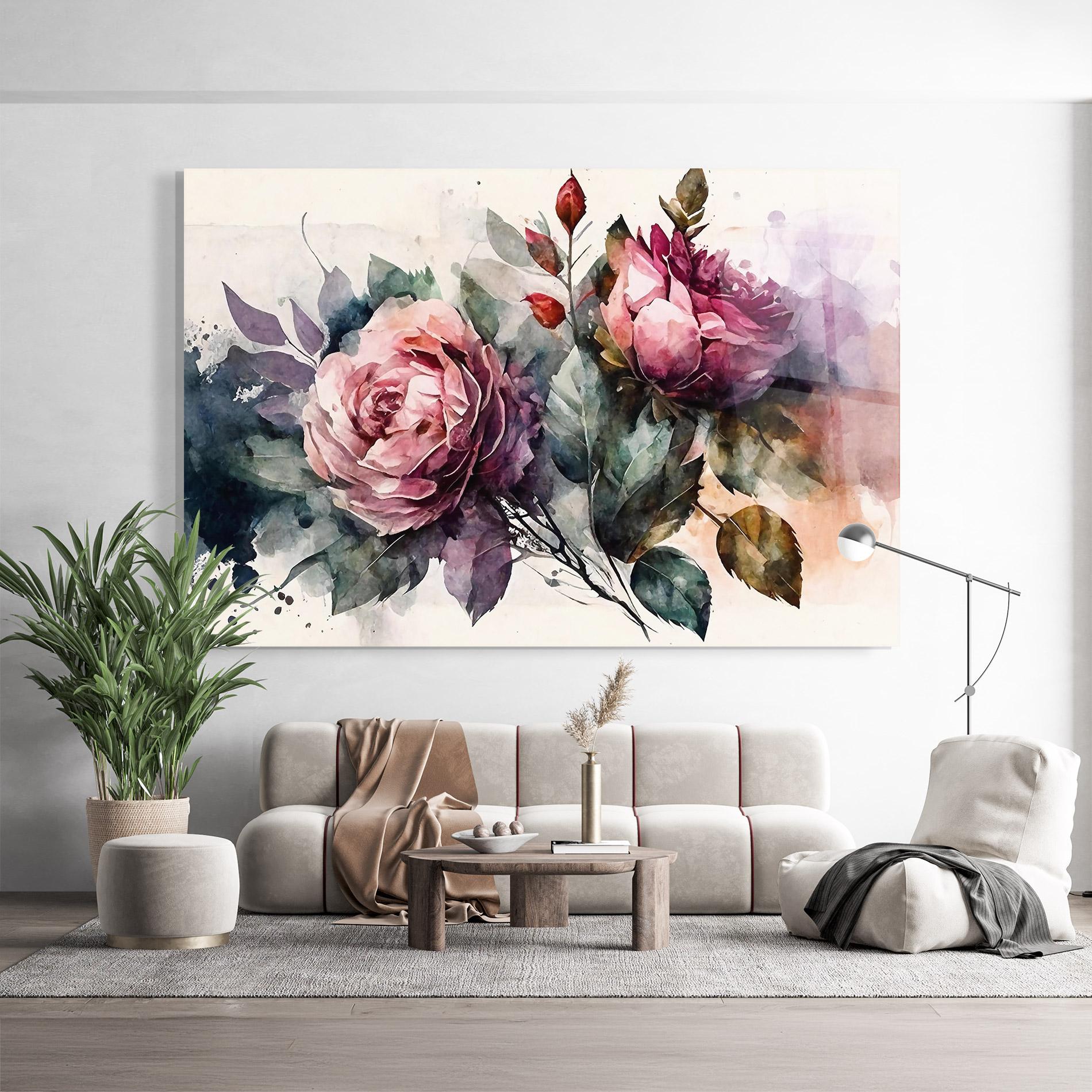 Glasbild Roses Bouquet Art mockup 9