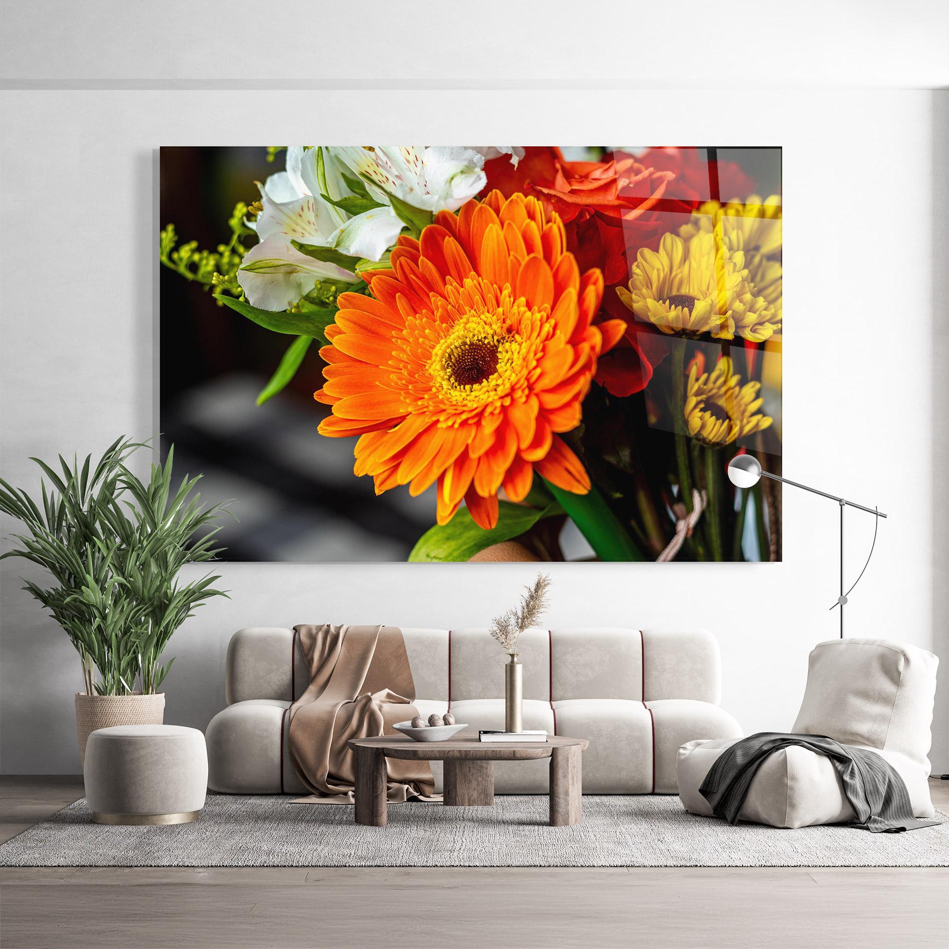 Glasbild Strong Orange Bouquet mockup 9