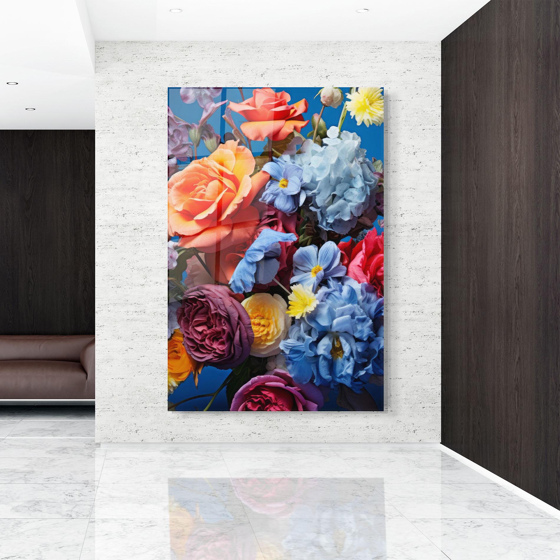 Glasbild Blue Orange Bouquet mockup 9