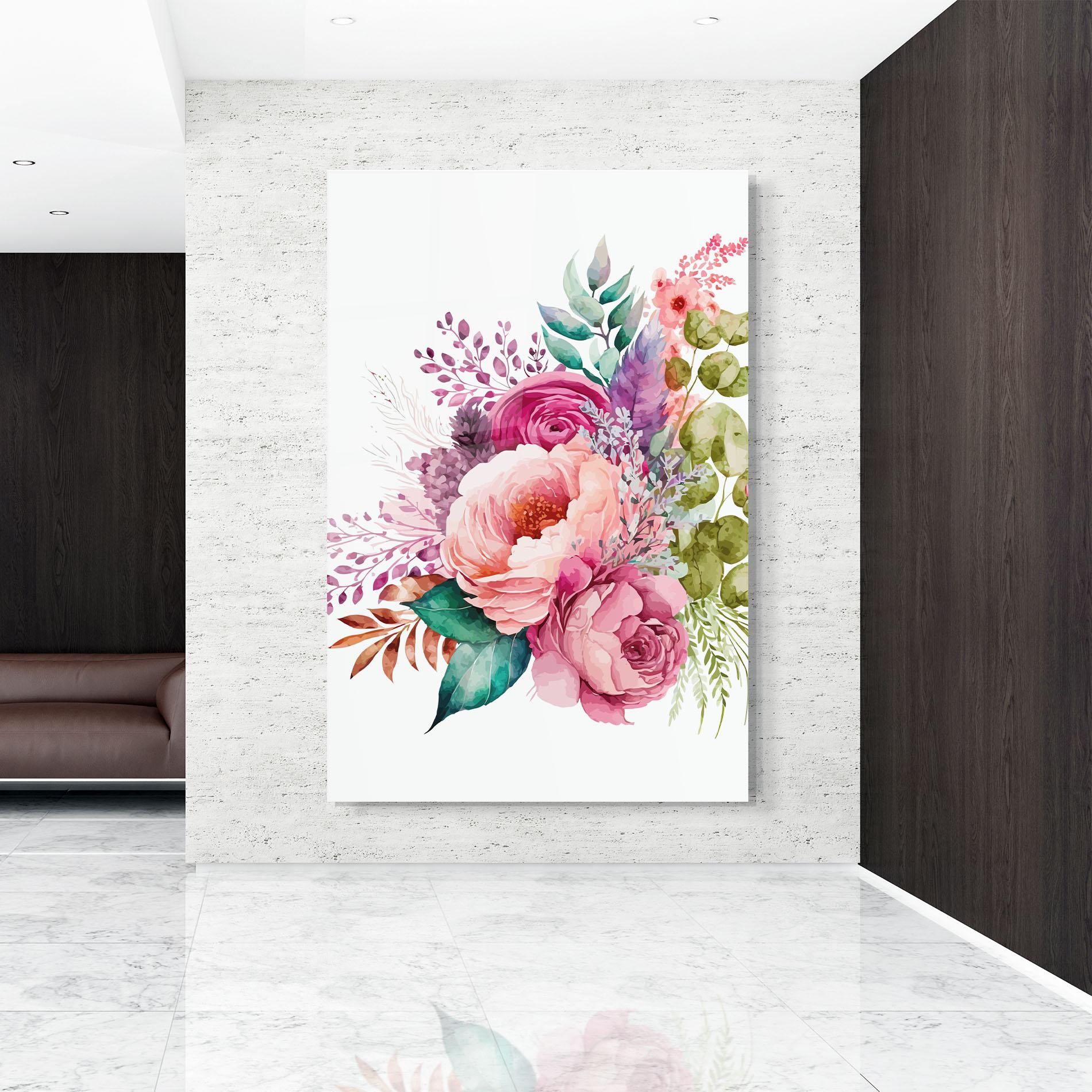 Glasbild Bouquet Of Pink Roses mockup 9