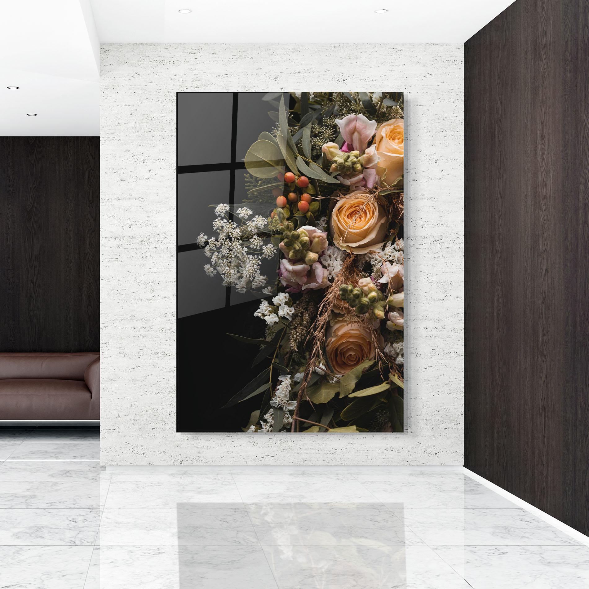 Glasbild Dark Flower Bouquet mockup 9