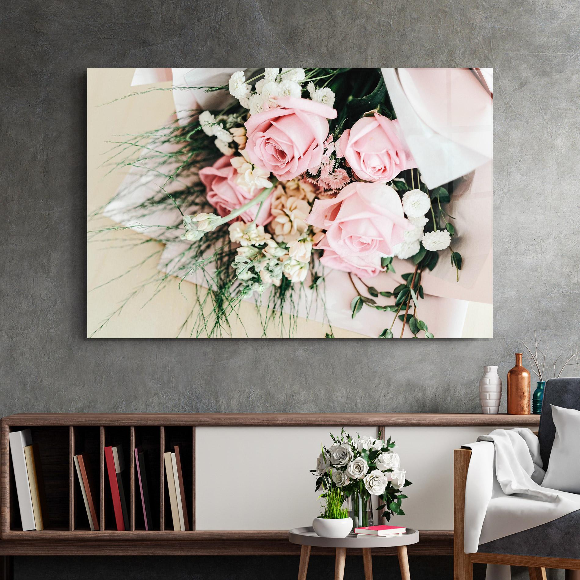 Glasbild Baby Pink Bouquet mockup 2