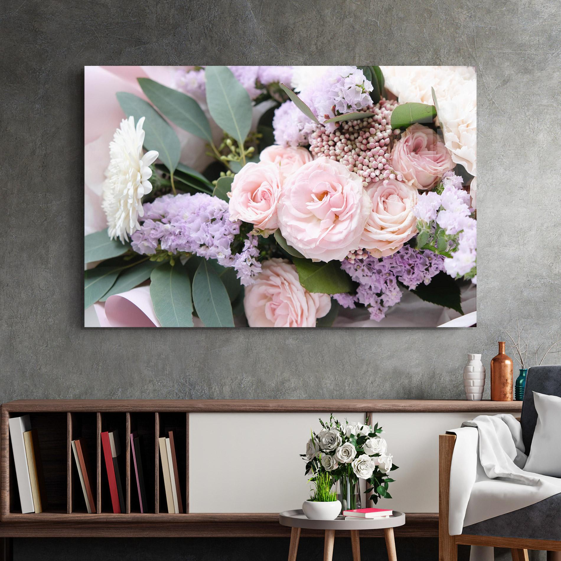 Glasbild Beautiful Pink Roses mockup 2