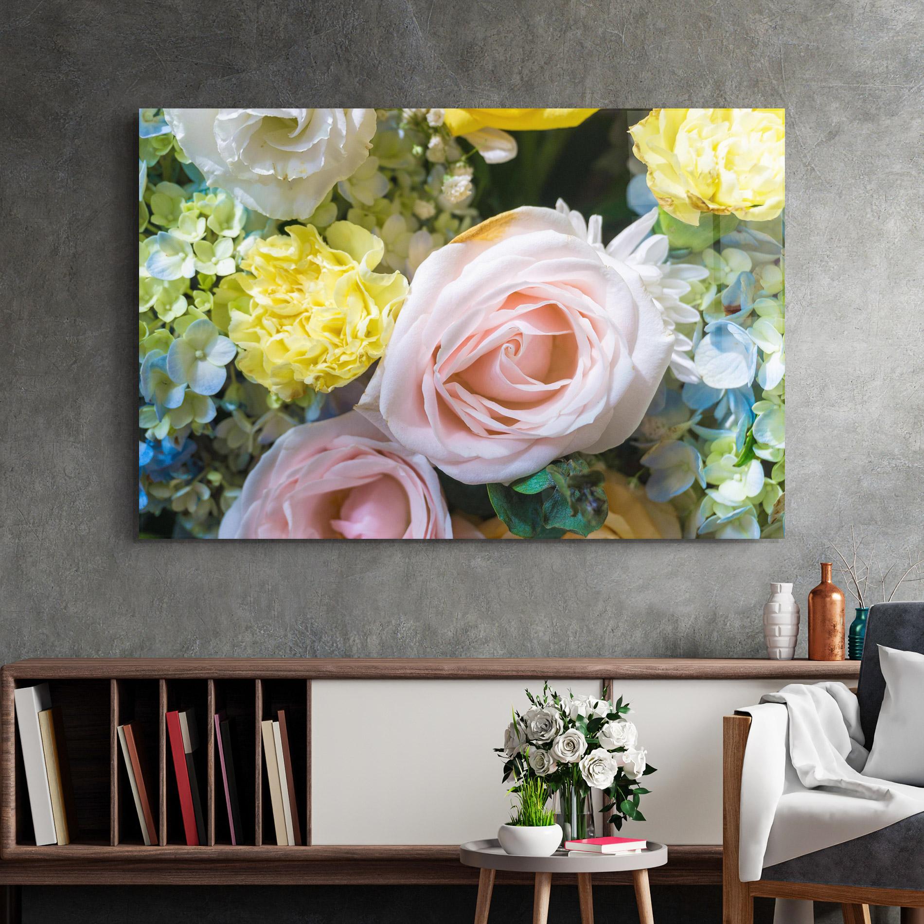 Glasbild Bouquet Light Pink mockup 2