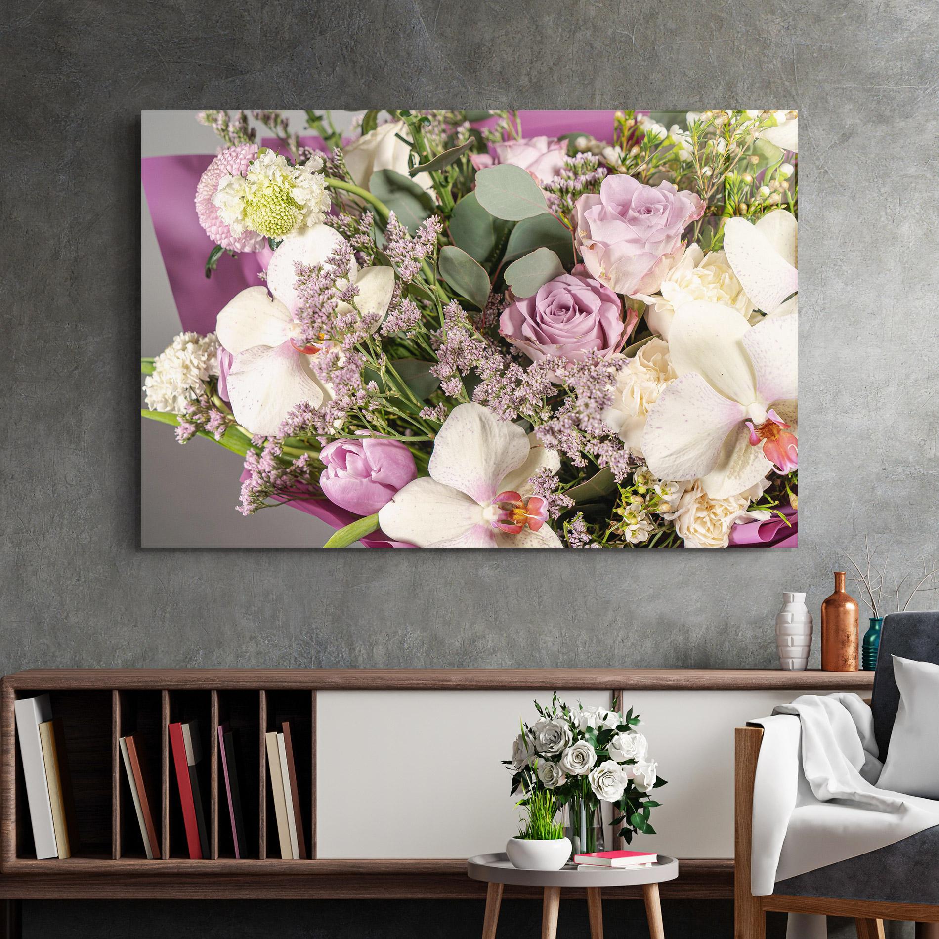 Glasbild Cute Purple Bouquet mockup 2