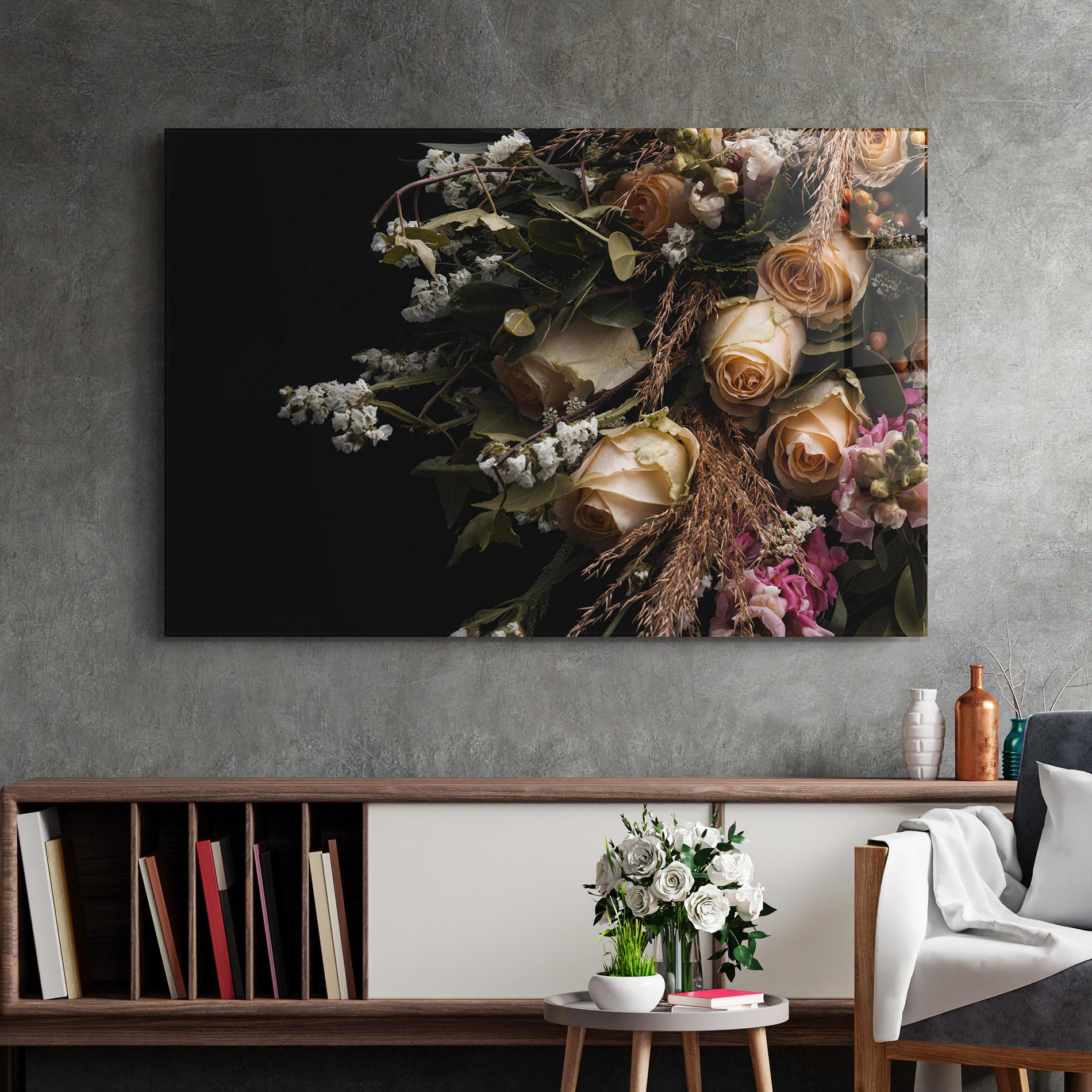 Glasbild Luxurious Cream Bouquet mockup 2