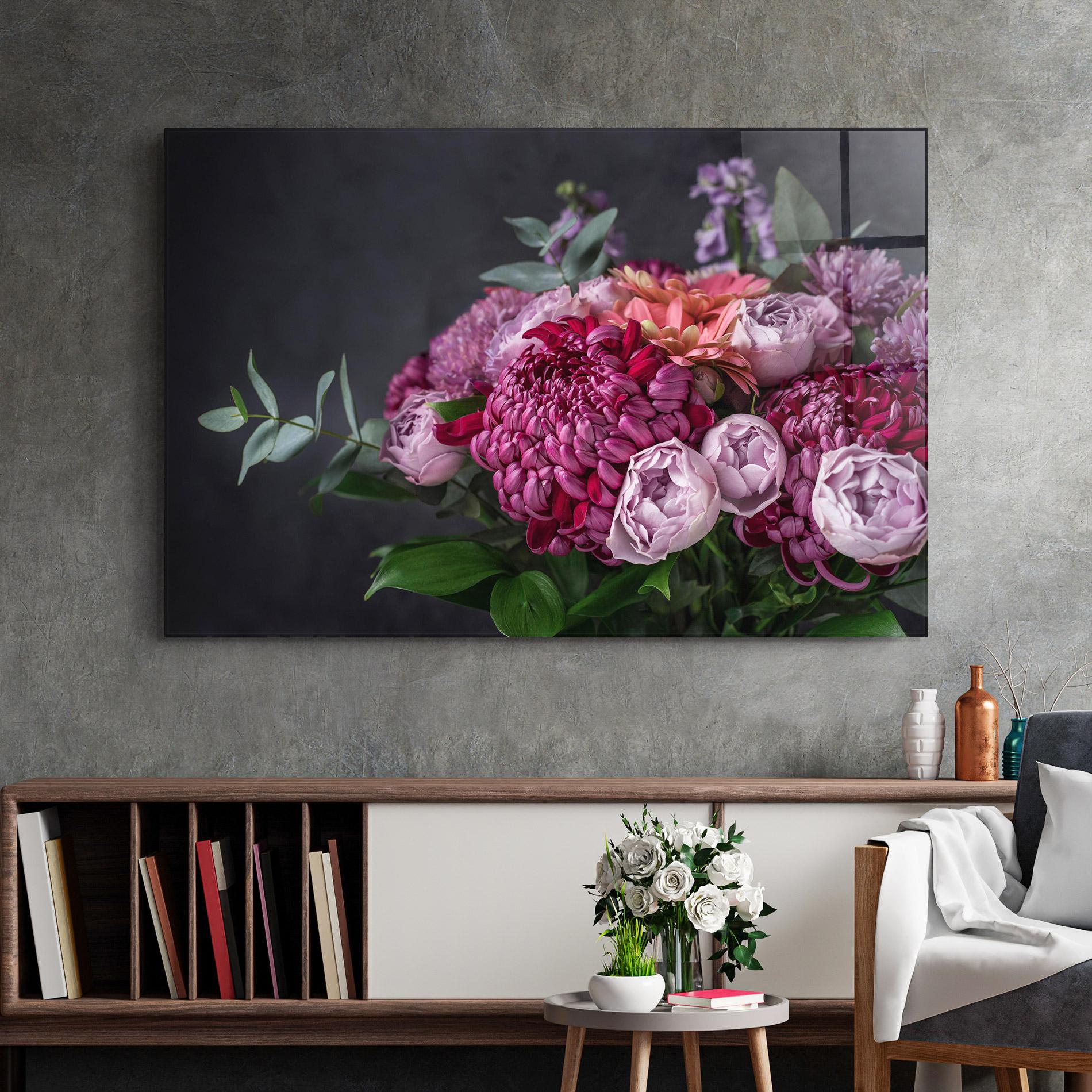 Glasbild Mix Purple Bouquet mockup 2