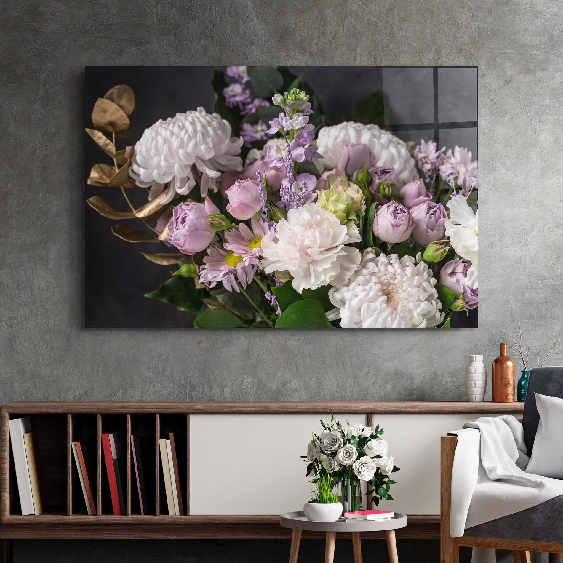 Glasbild Pastel Purple Bouquet mockup 2