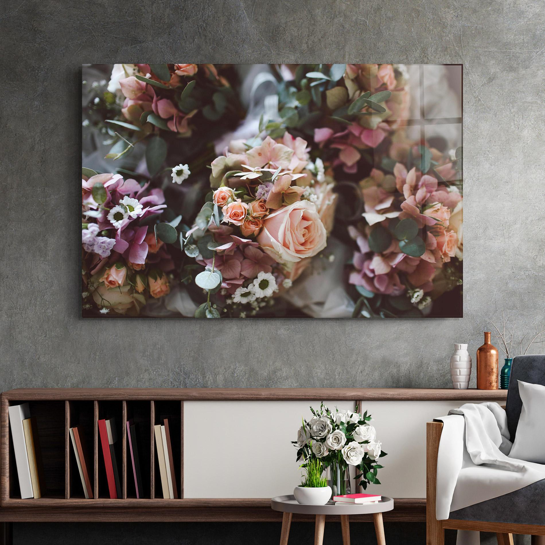 Glasbild Pink Mix Bouquet mockup 2