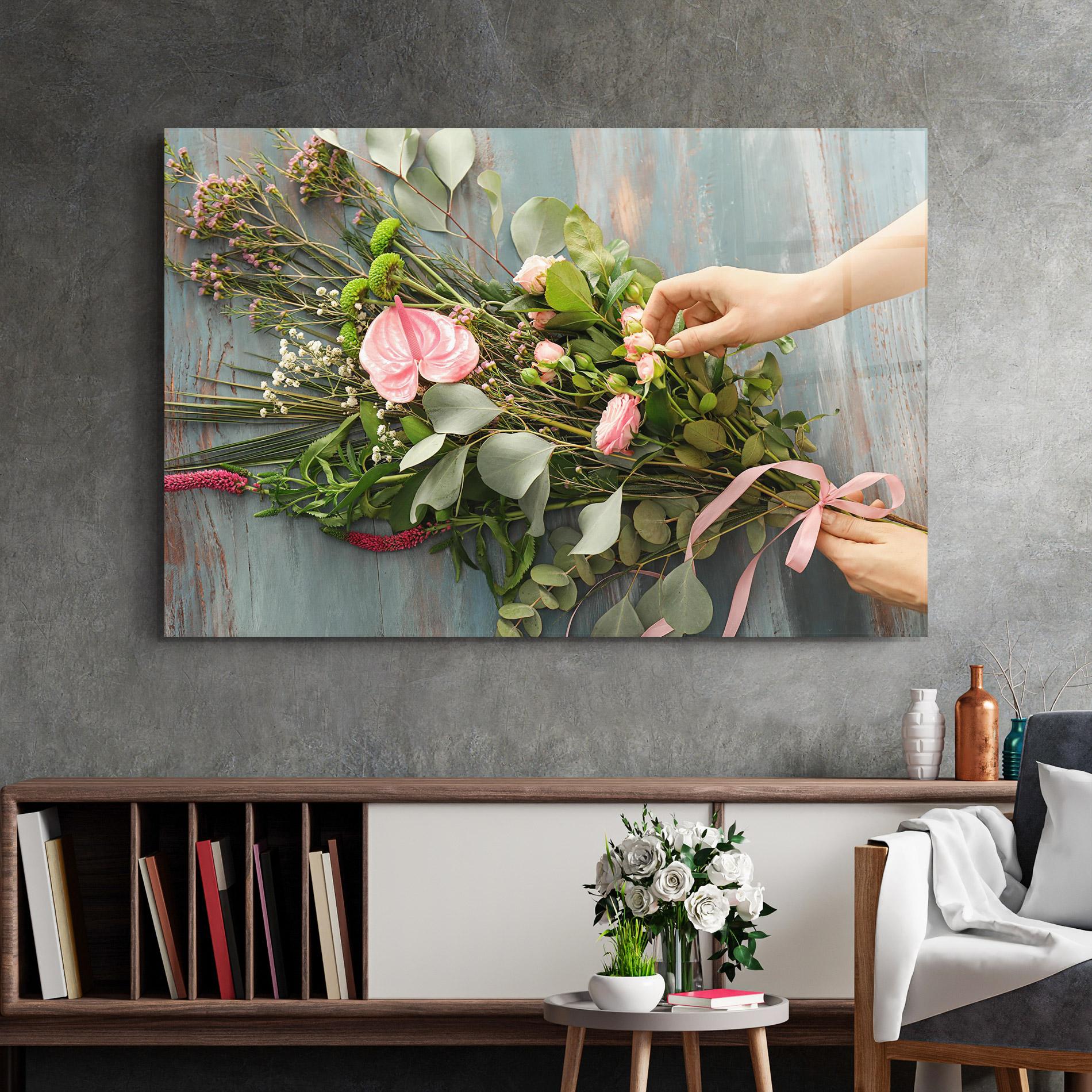 Glasbild Preparing Bouquet mockup 2