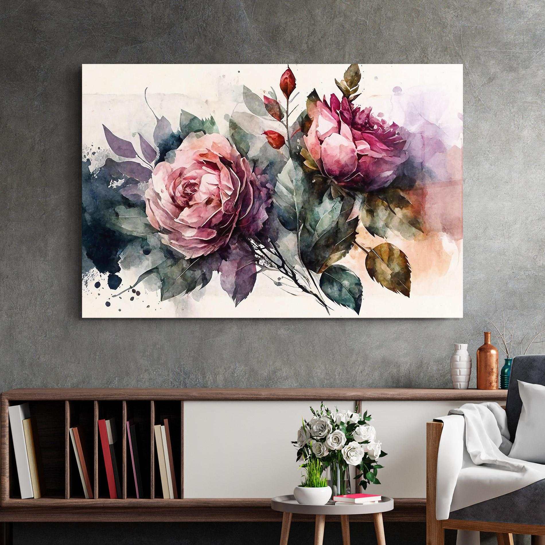 Glasbild Roses Bouquet Art mockup 2