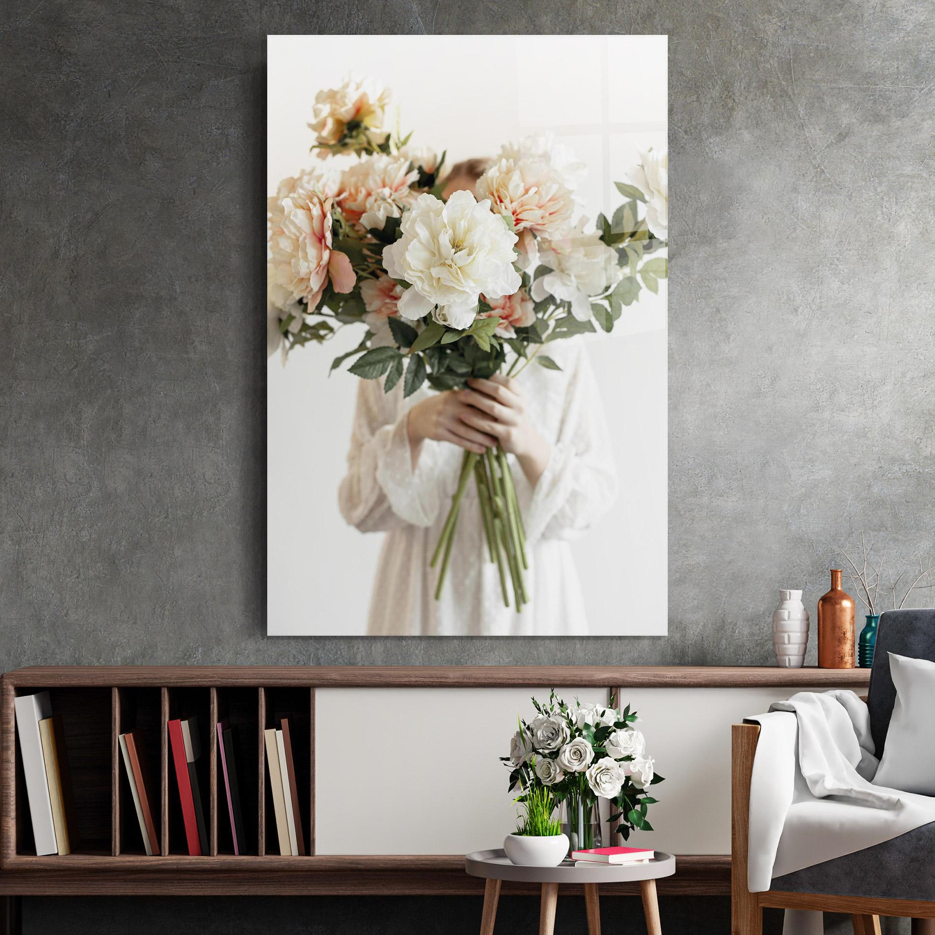 Glasbild Bouquet Holding mockup 2