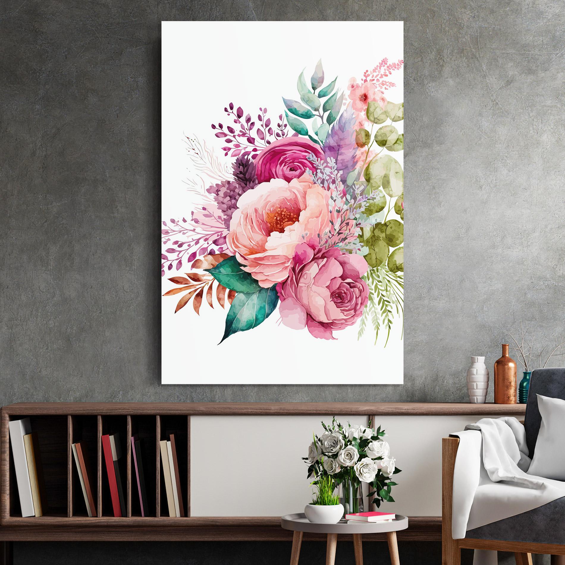 Glasbild Bouquet Of Pink Roses mockup 2