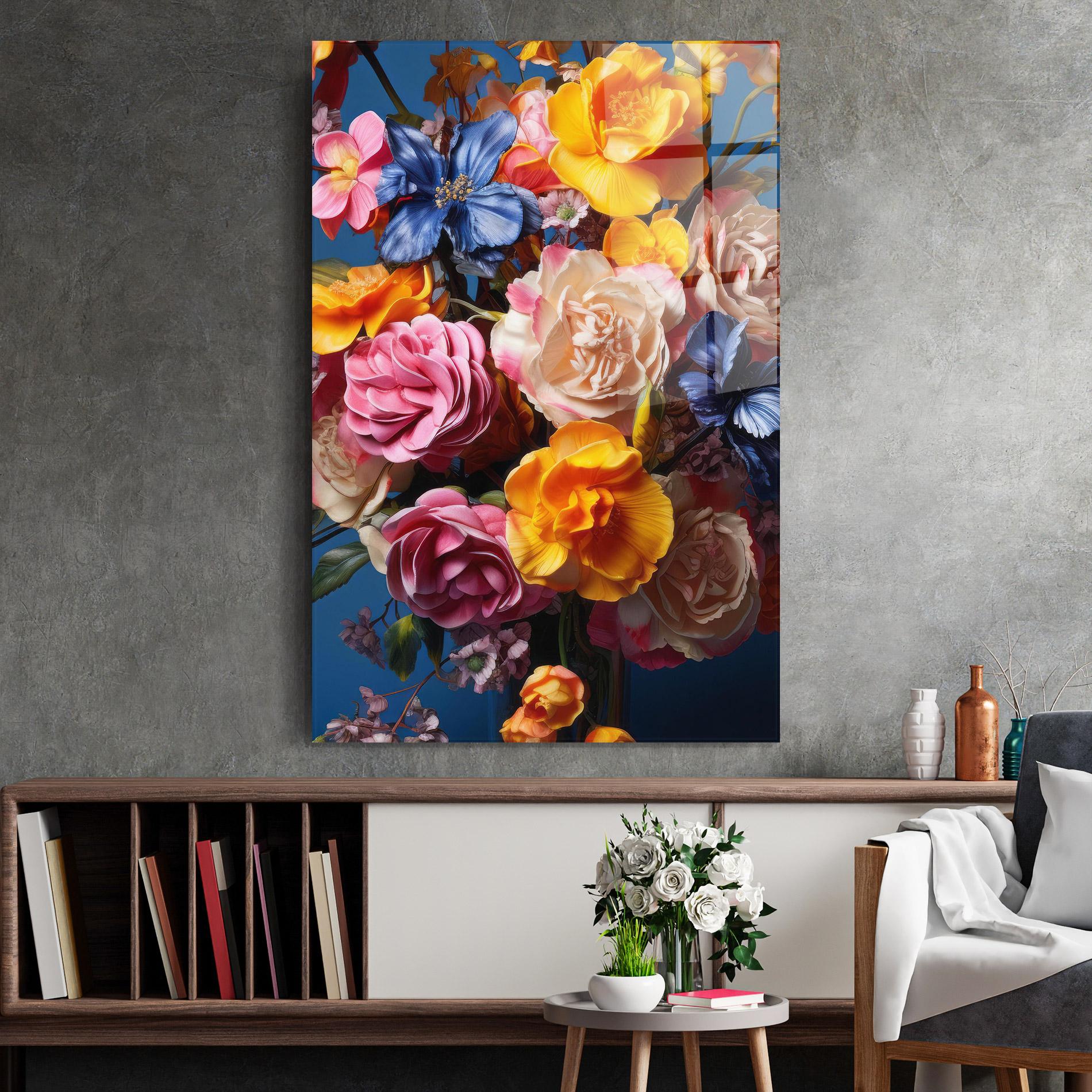 Glasbild Colorful Flower Bouquet mockup 2