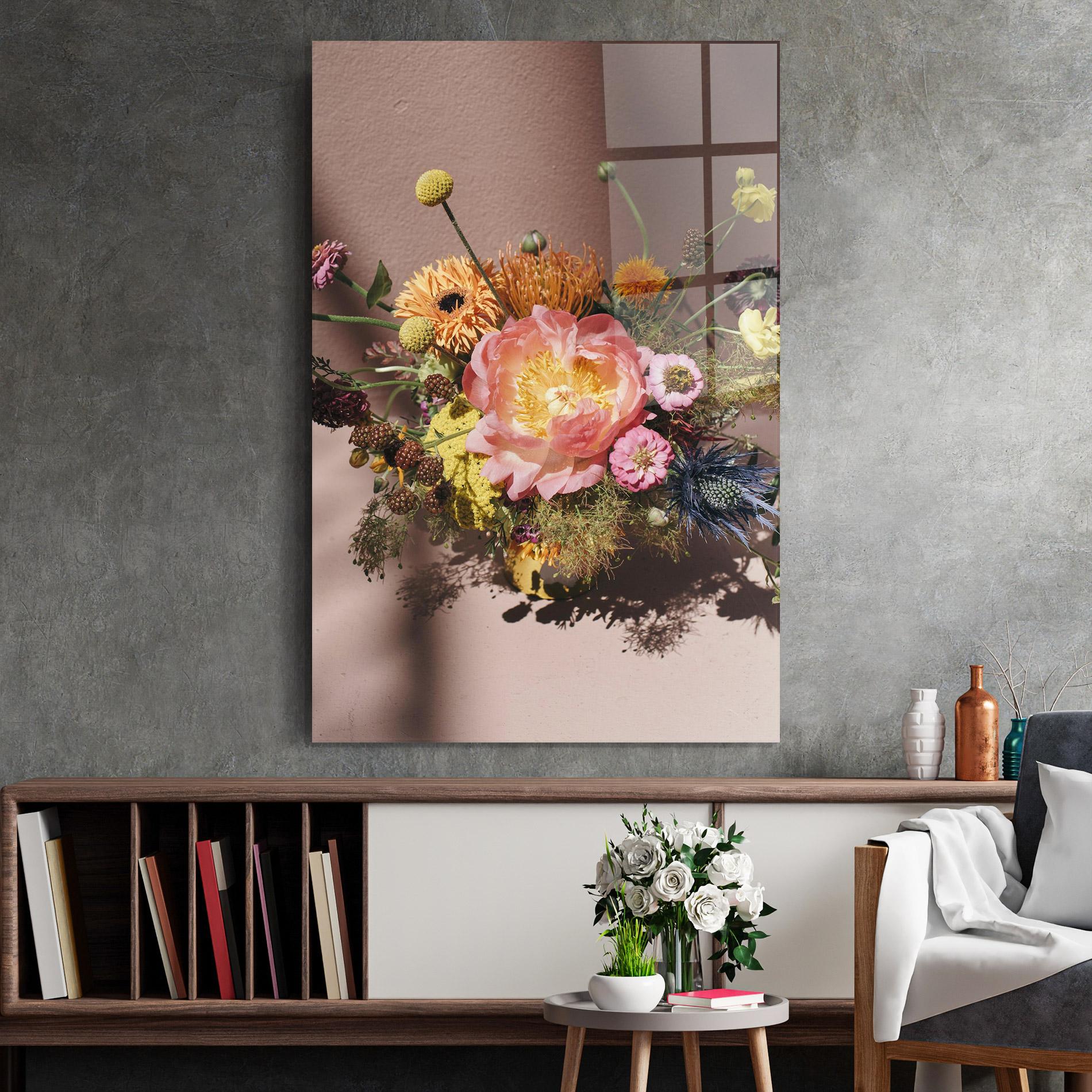 Glasbild Pastel Orange Bouquet mockup 2