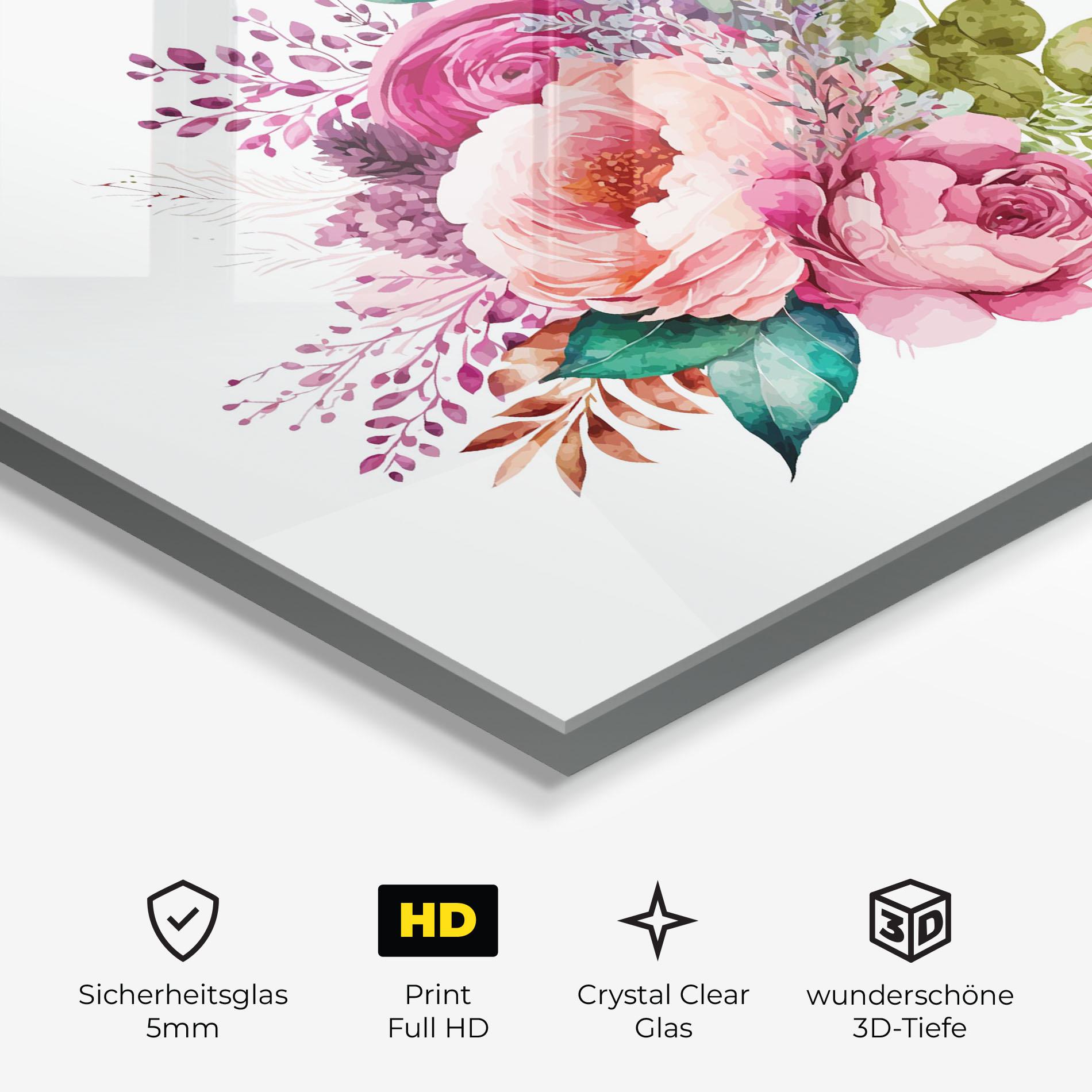 Glasbild Bouquet Of Pink Roses mockup 3