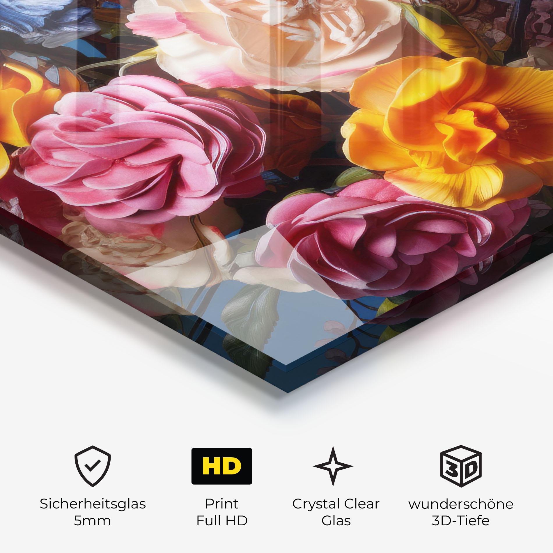 Glasbild Colorful Flower Bouquet mockup 3