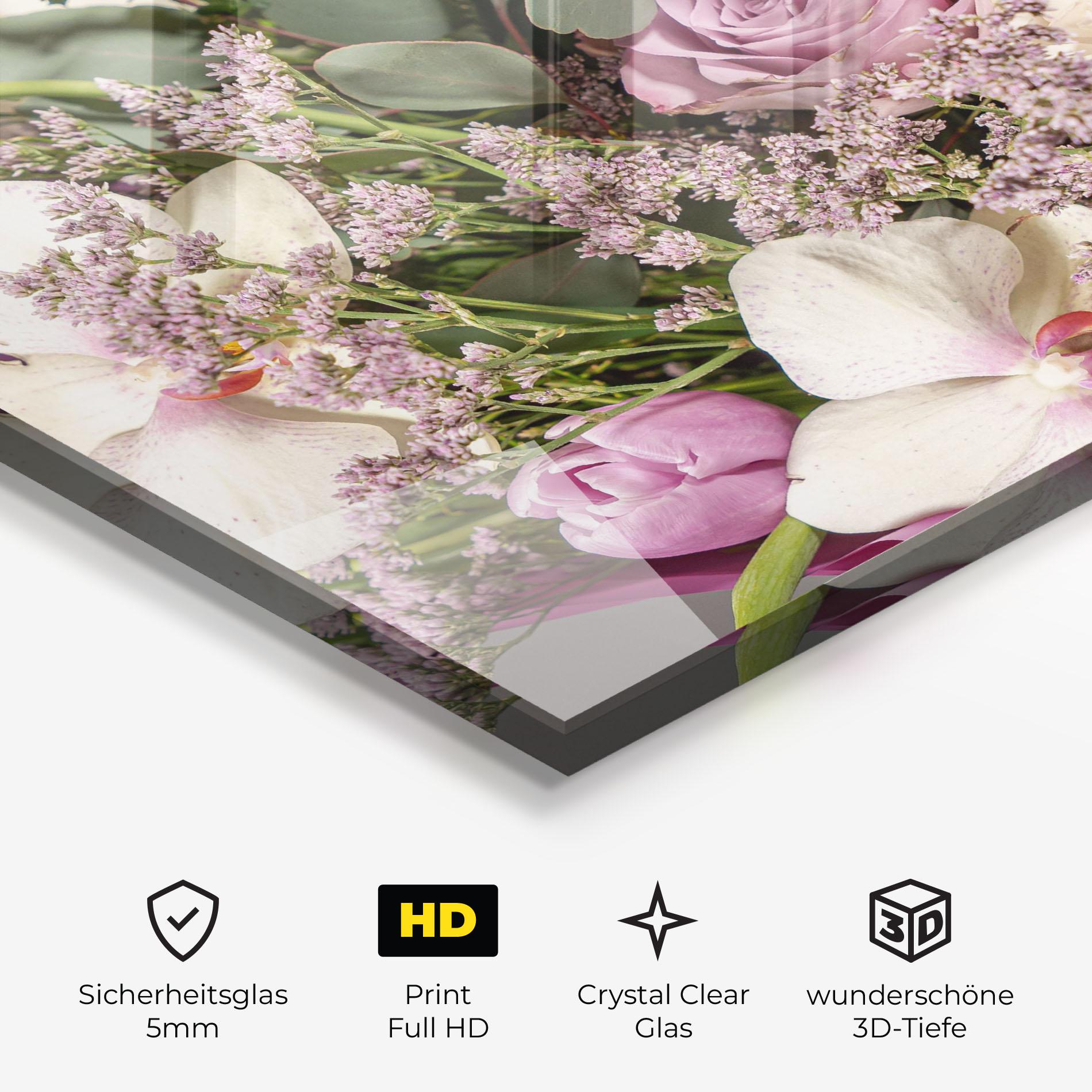 Glasbild Cute Purple Bouquet mockup 3