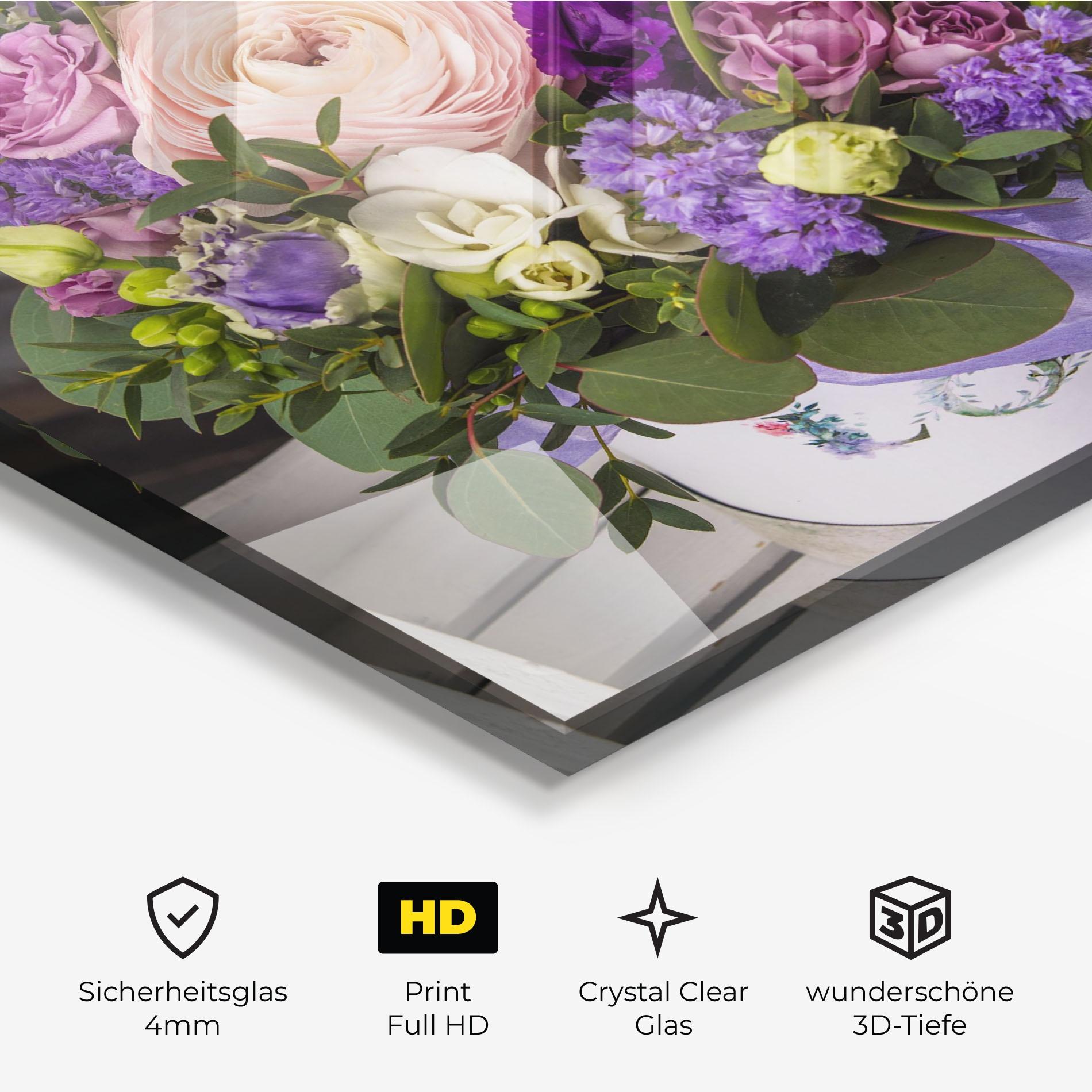 Glasbild Big Pink Rose Bouquet mockup 3