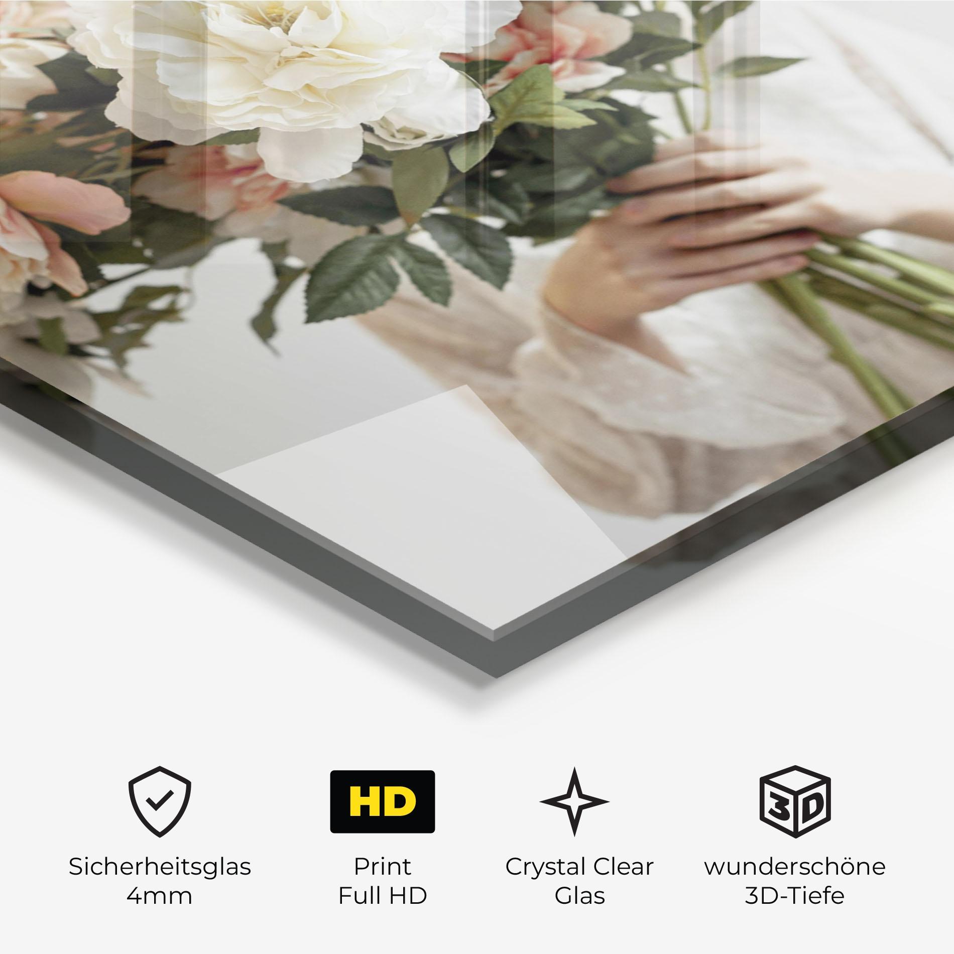 Glasbild Bouquet Holding mockup 3