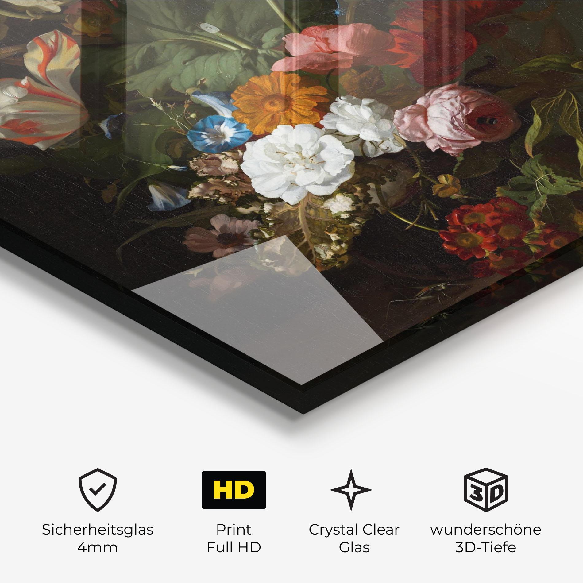 Glasbild Dark Flowers Bouquet mockup 3