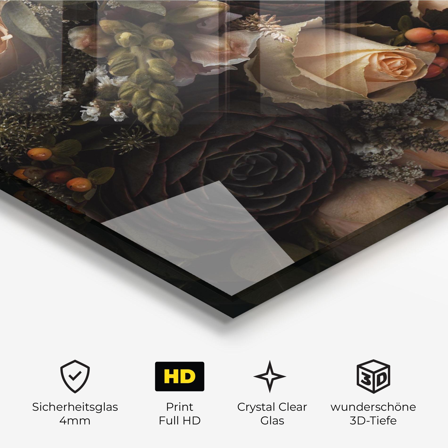 Glasbild Luxurious Black Bouquet mockup 3