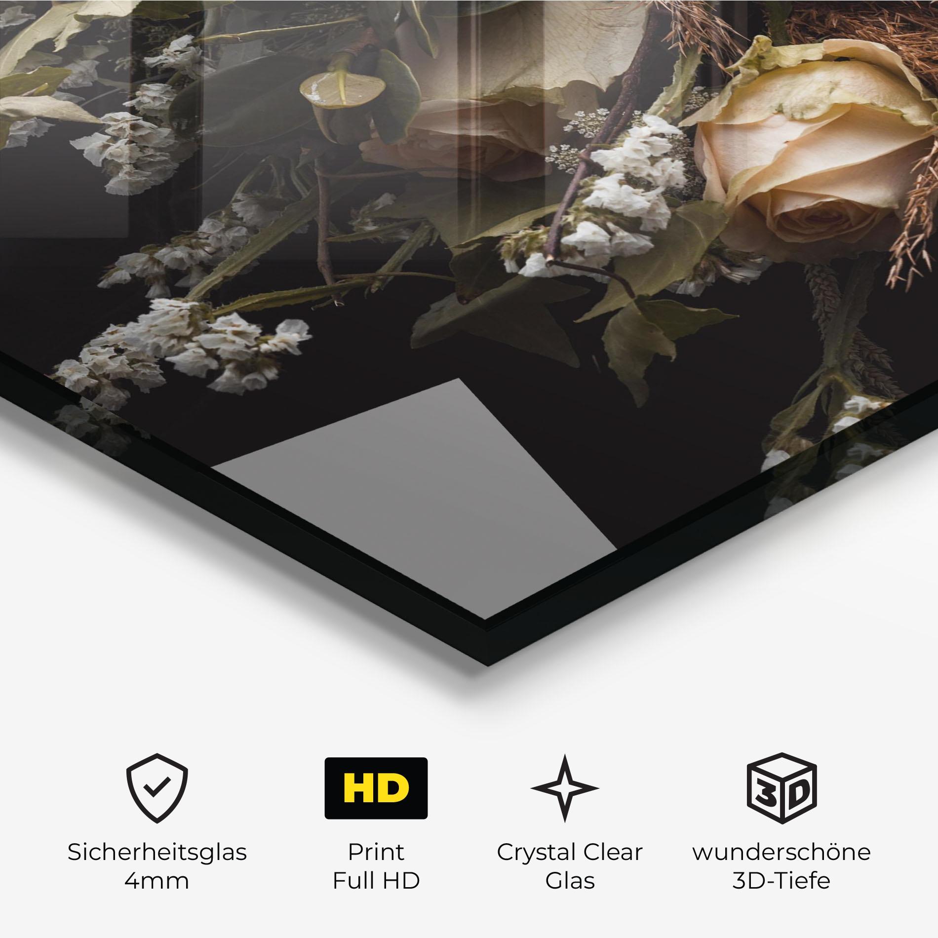 Glasbild Luxurious Cream Bouquet mockup 3