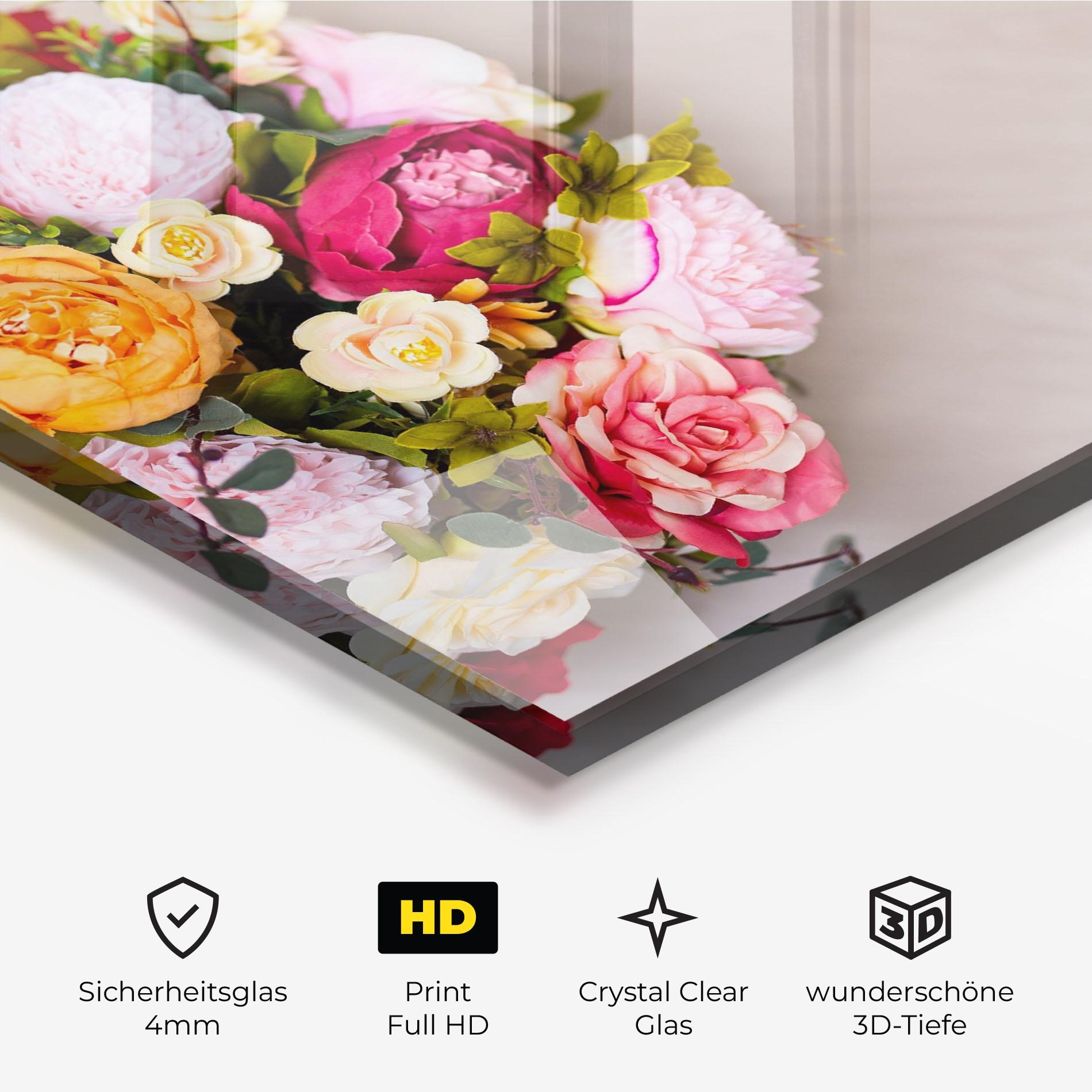 Glasbild Orange Purple Bouquet mockup 3