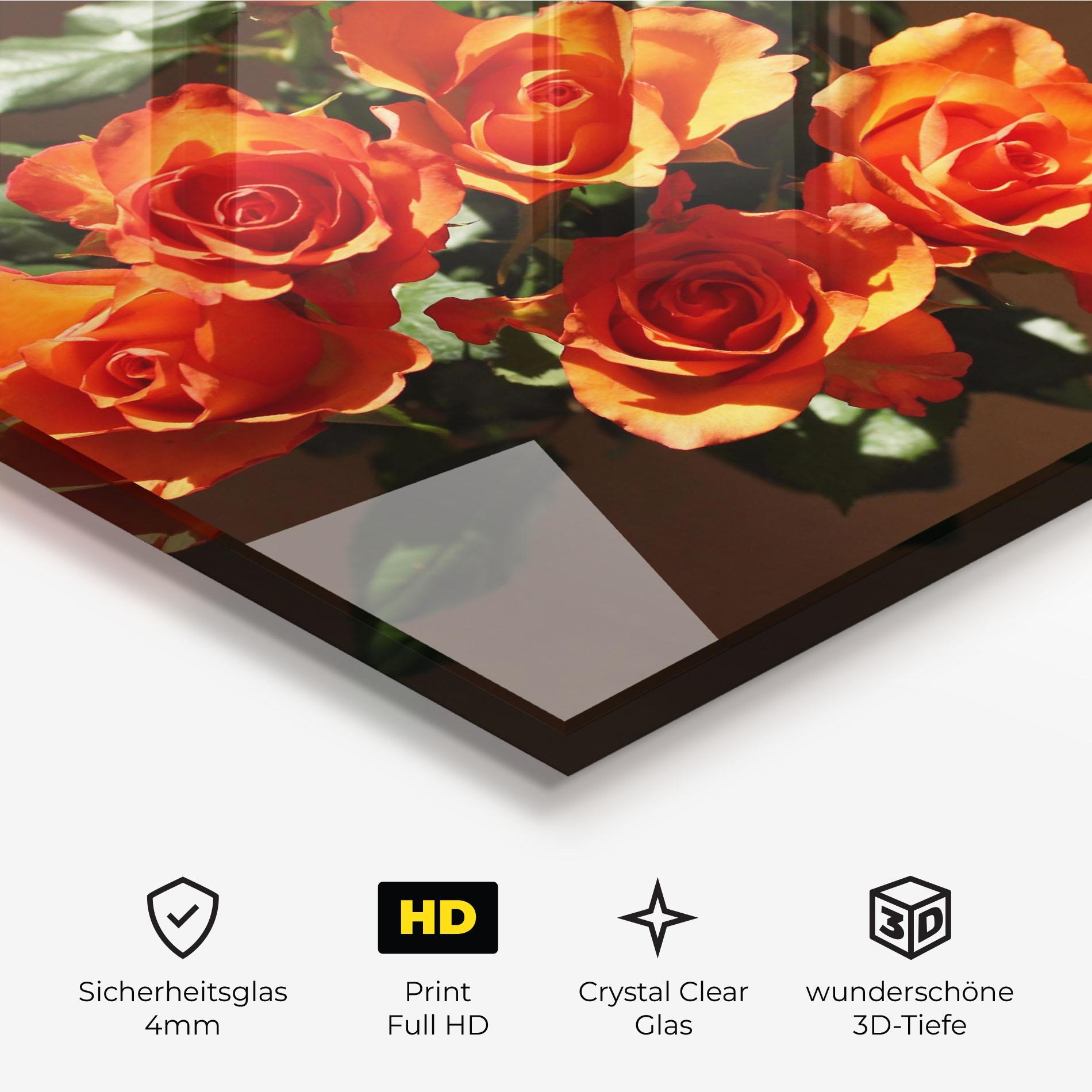 Glasbild Orange Roses Bouquet mockup 3