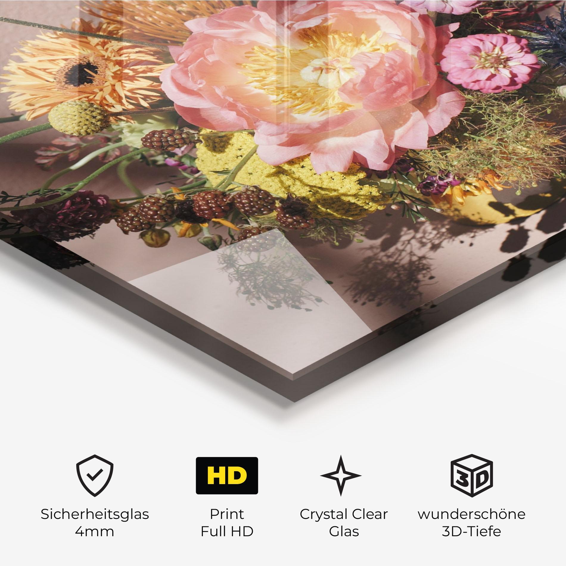 Glasbild Pastel Orange Bouquet mockup 3