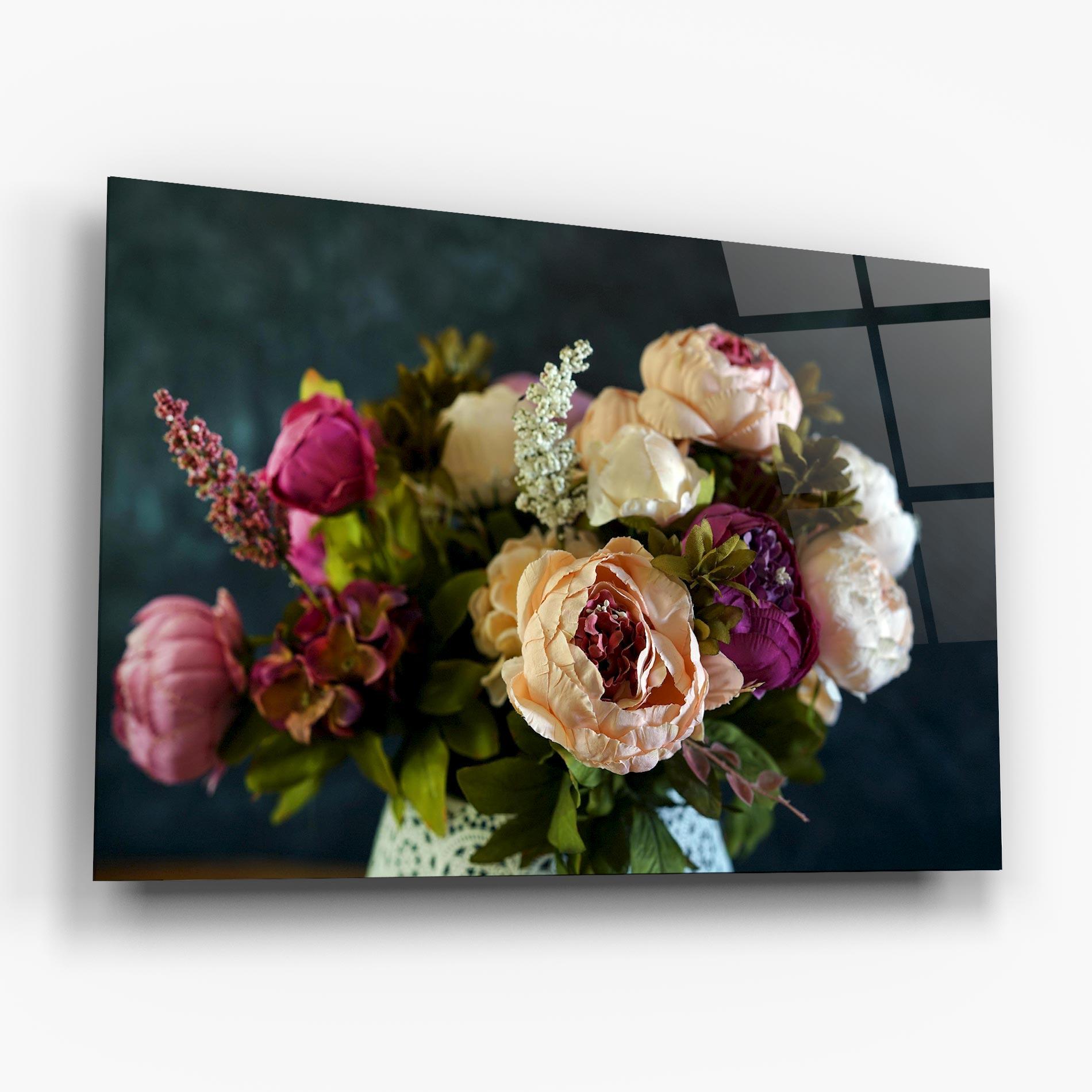 Glasbild Cream Roses Bouquet mockup 6