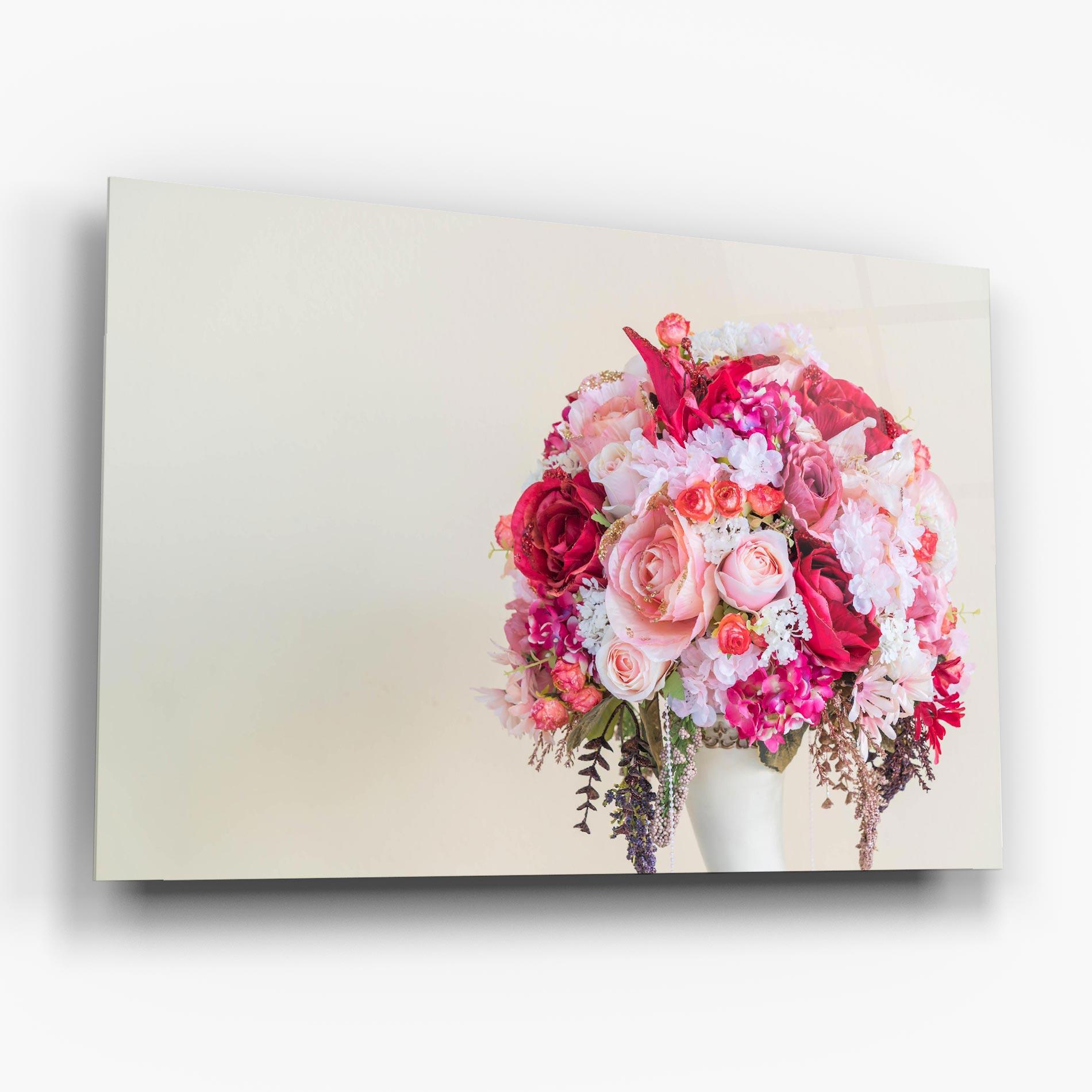 Glasbild Mixed Pink Flowers mockup 6
