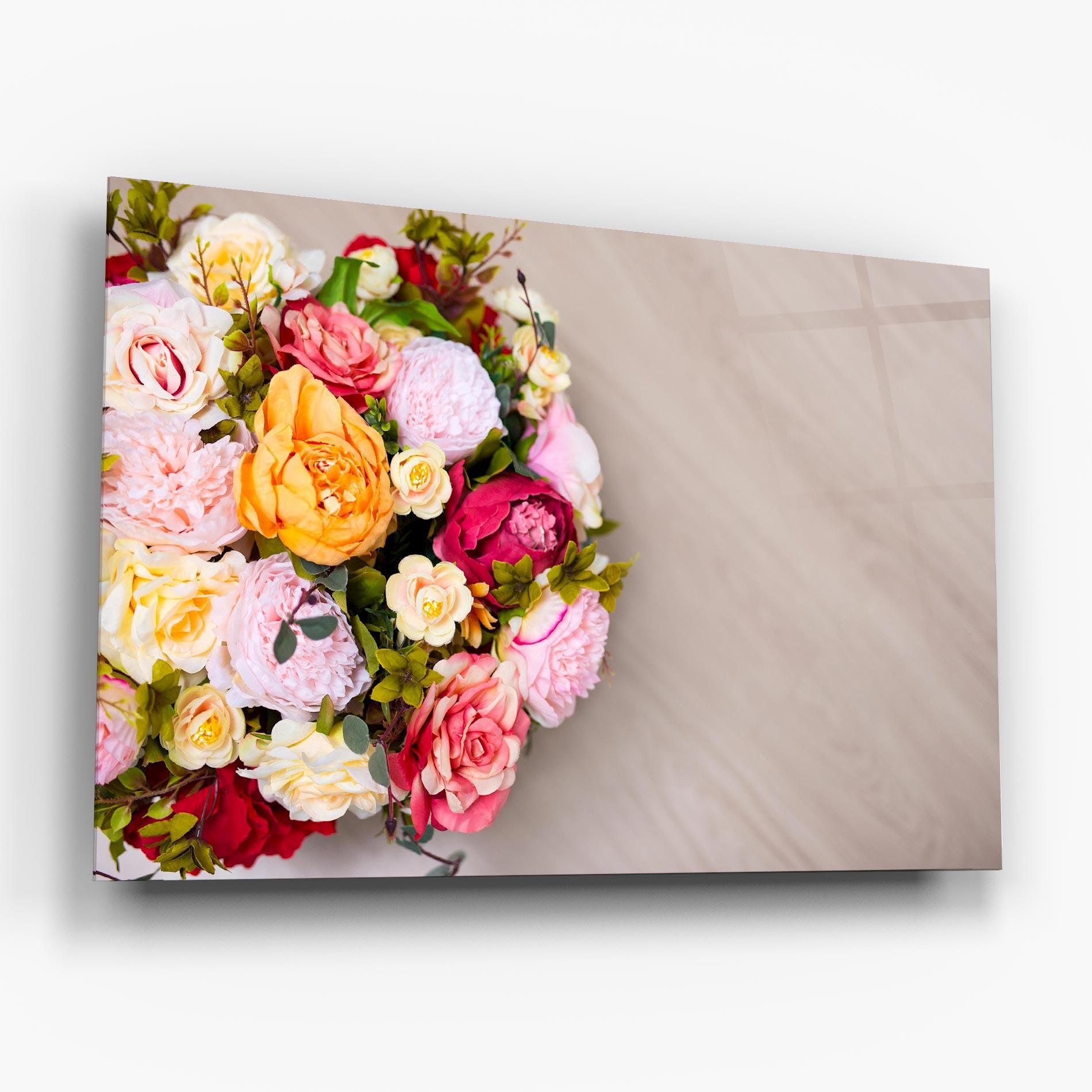 Glasbild Orange Purple Bouquet mockup 6