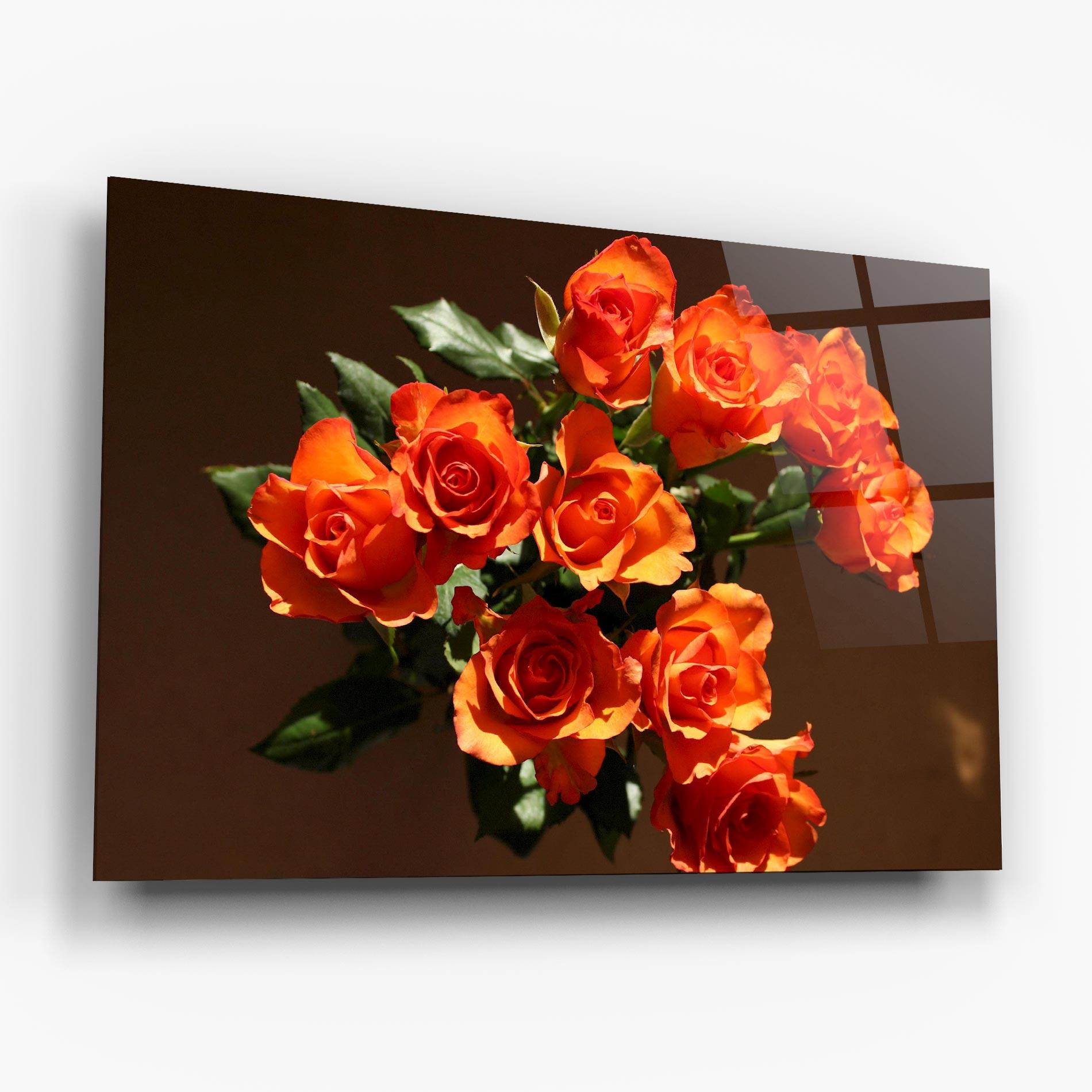 Glasbild Orange Roses Bouquet mockup 6