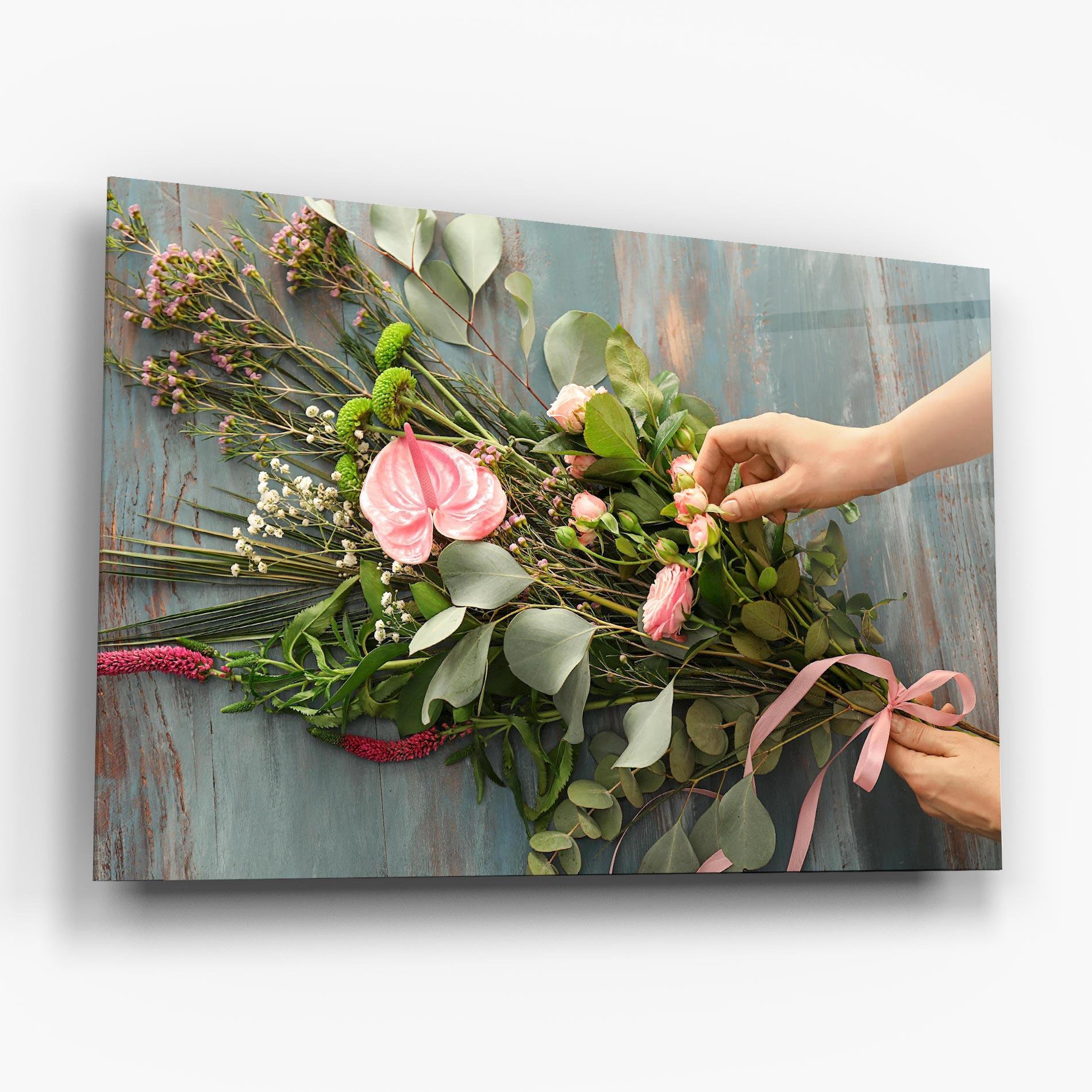 Glasbild Preparing Bouquet mockup 6