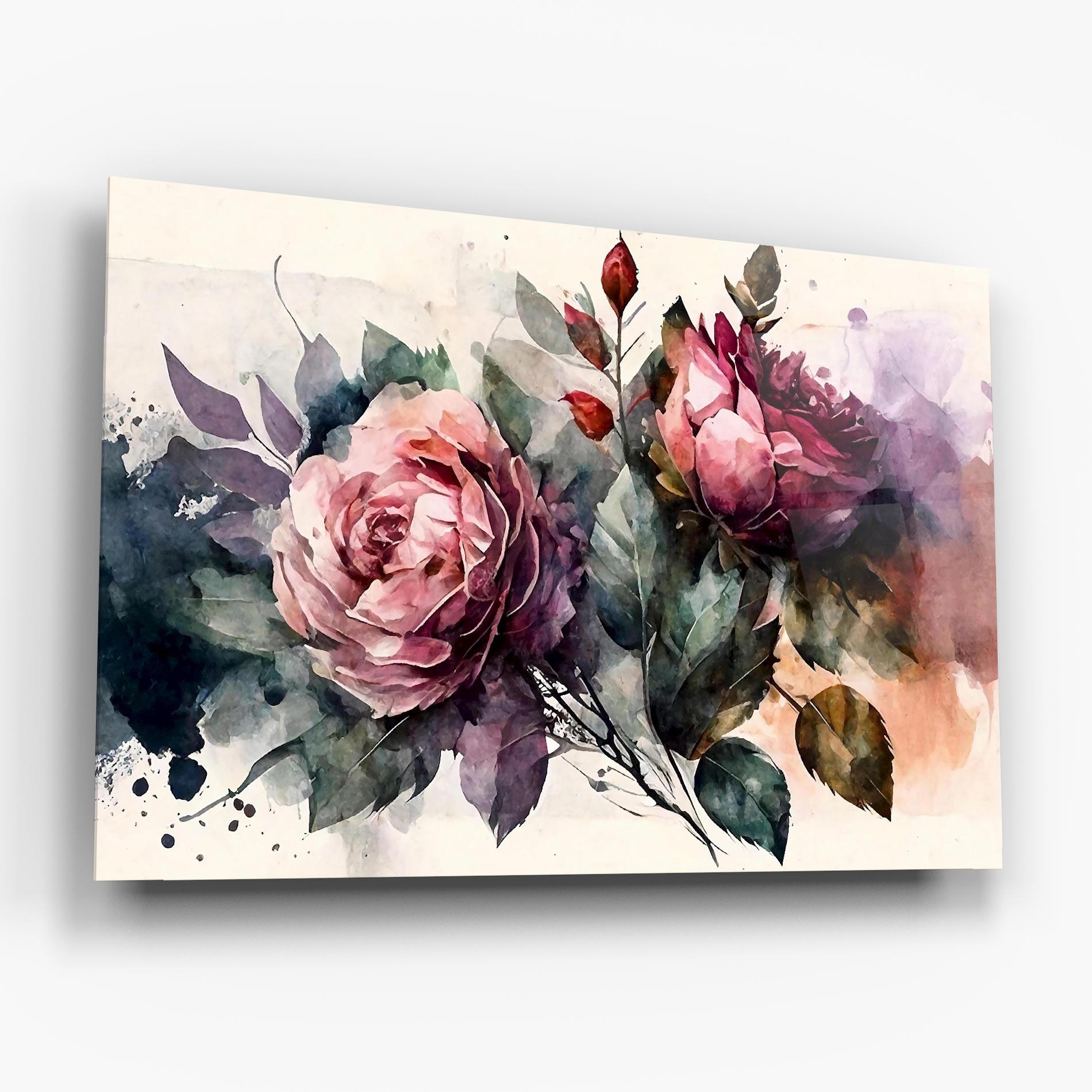 Glasbild Roses Bouquet Art mockup 6