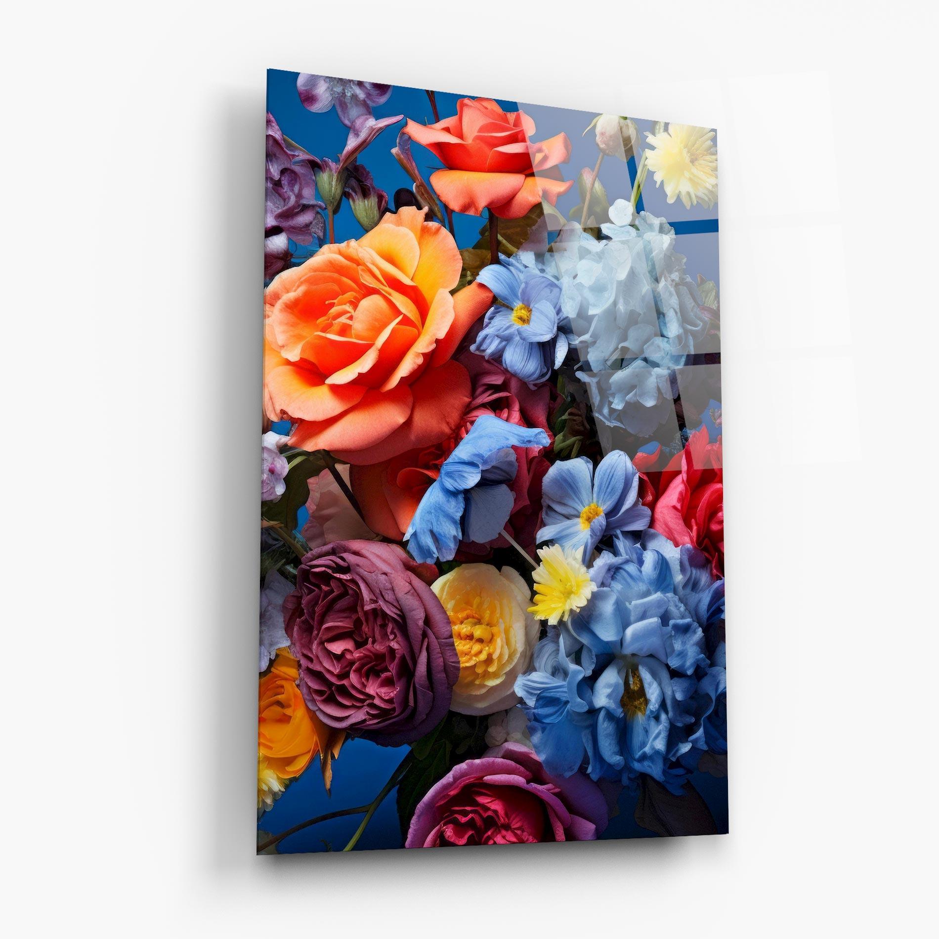 Glasbild Blue Orange Bouquet mockup 6