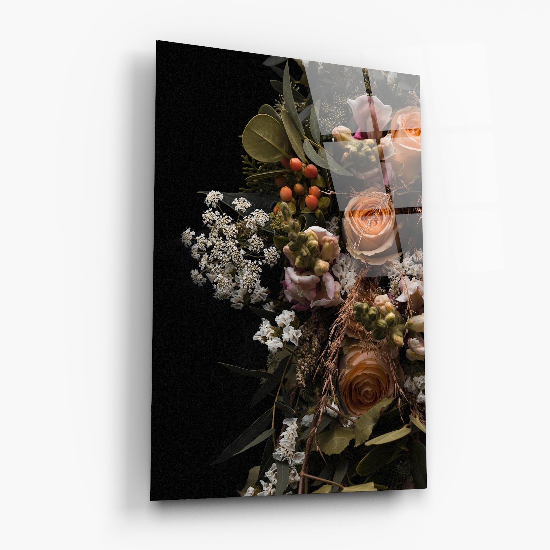 Glasbild Dark Flower Bouquet mockup 6