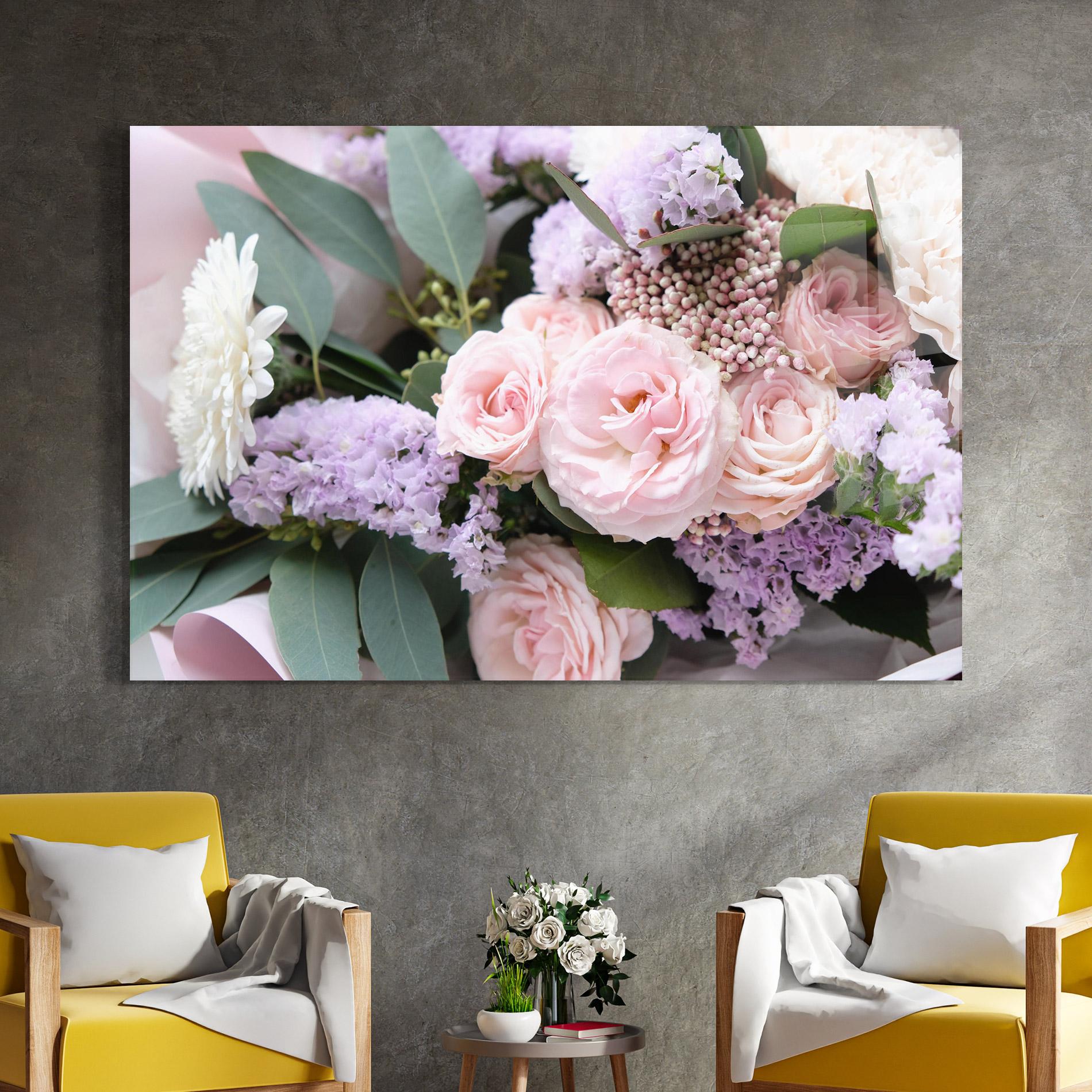 Glasbild Beautiful Pink Roses mockup 4