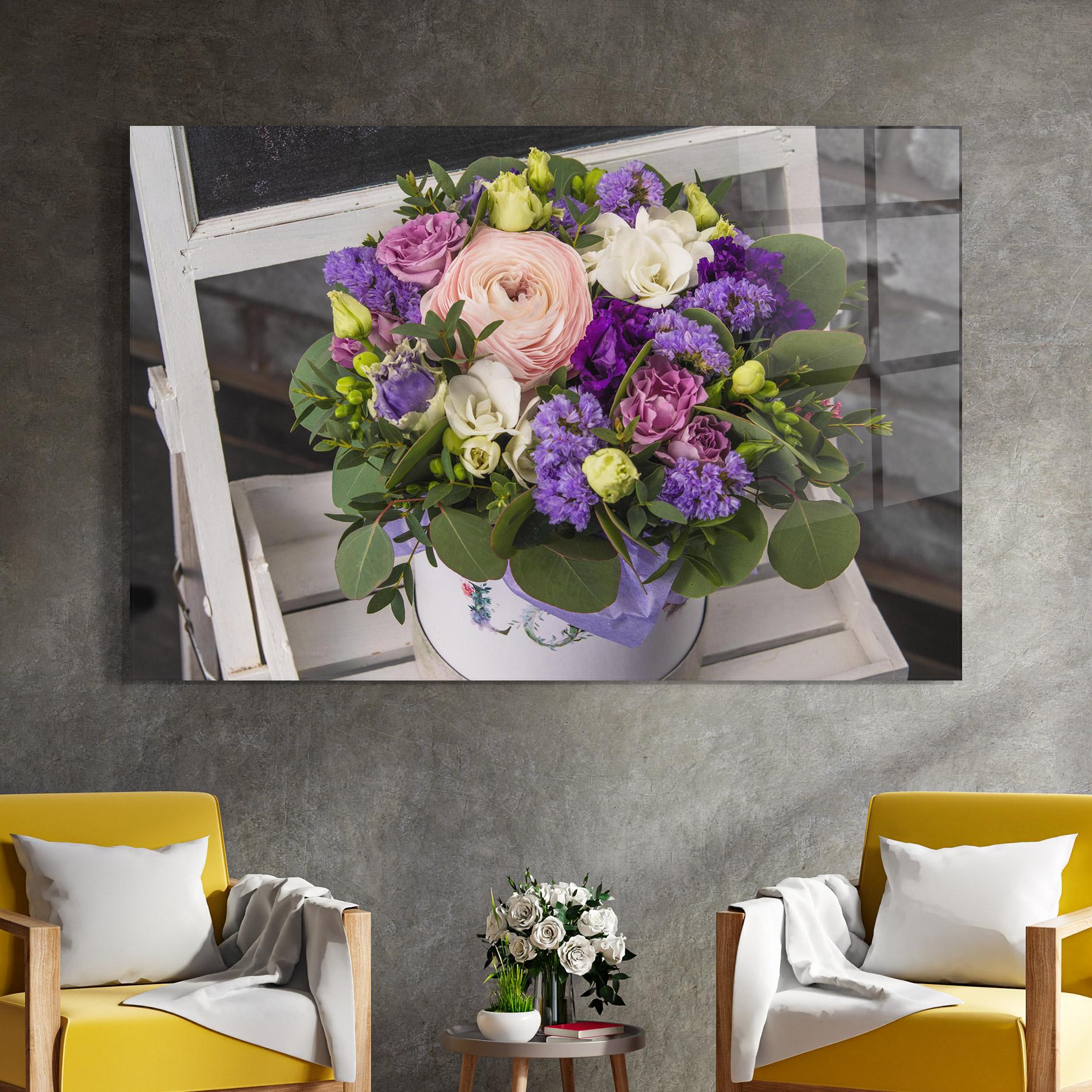 Glasbild Big Pink Rose Bouquet mockup 4