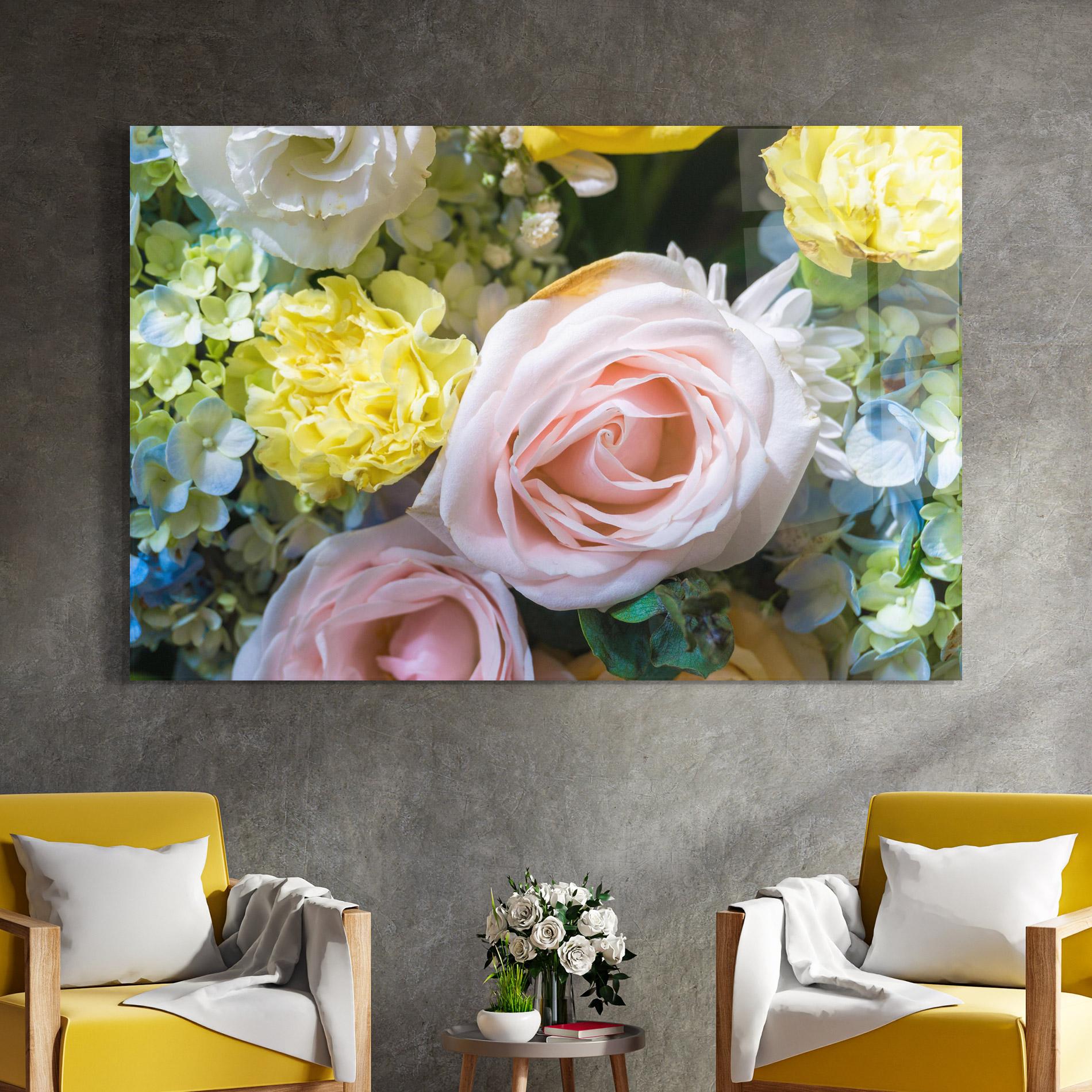 Glasbild Bouquet Light Pink mockup 4