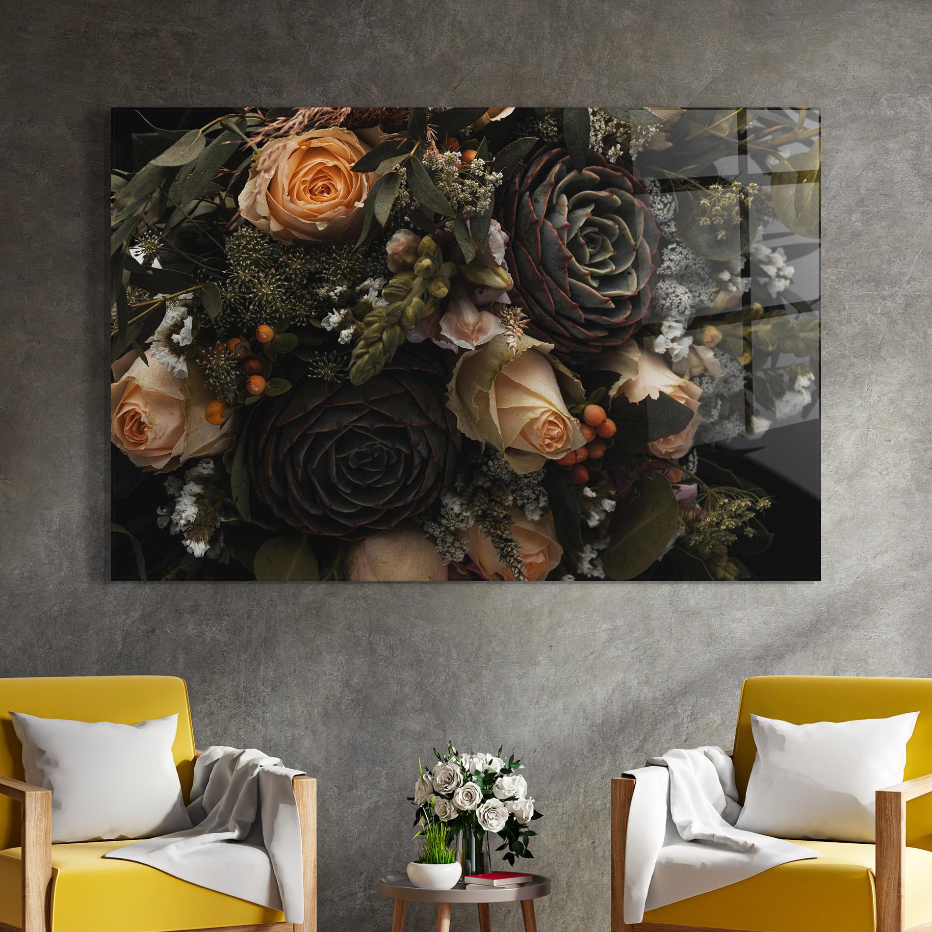 Glasbild Luxurious Black Bouquet mockup 4