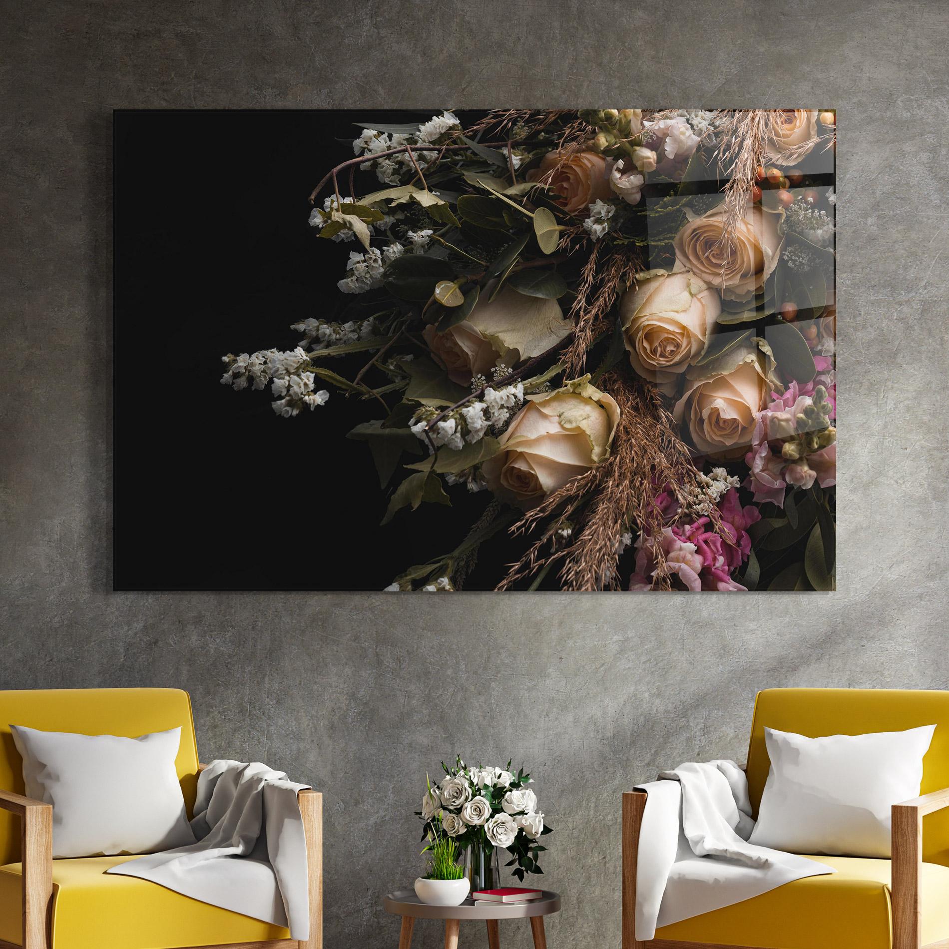 Glasbild Luxurious Cream Bouquet mockup 4