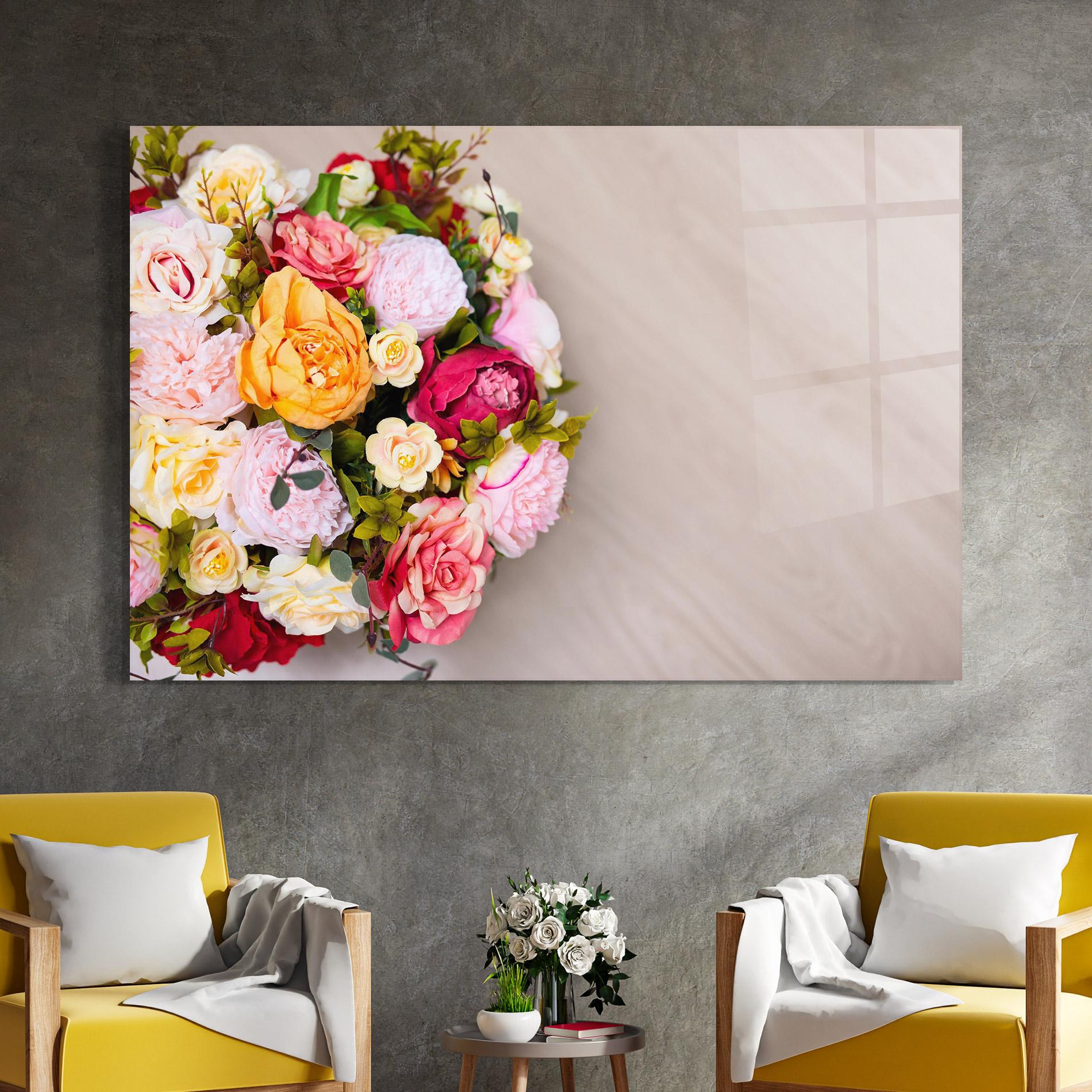 Glasbild Orange Purple Bouquet mockup 4