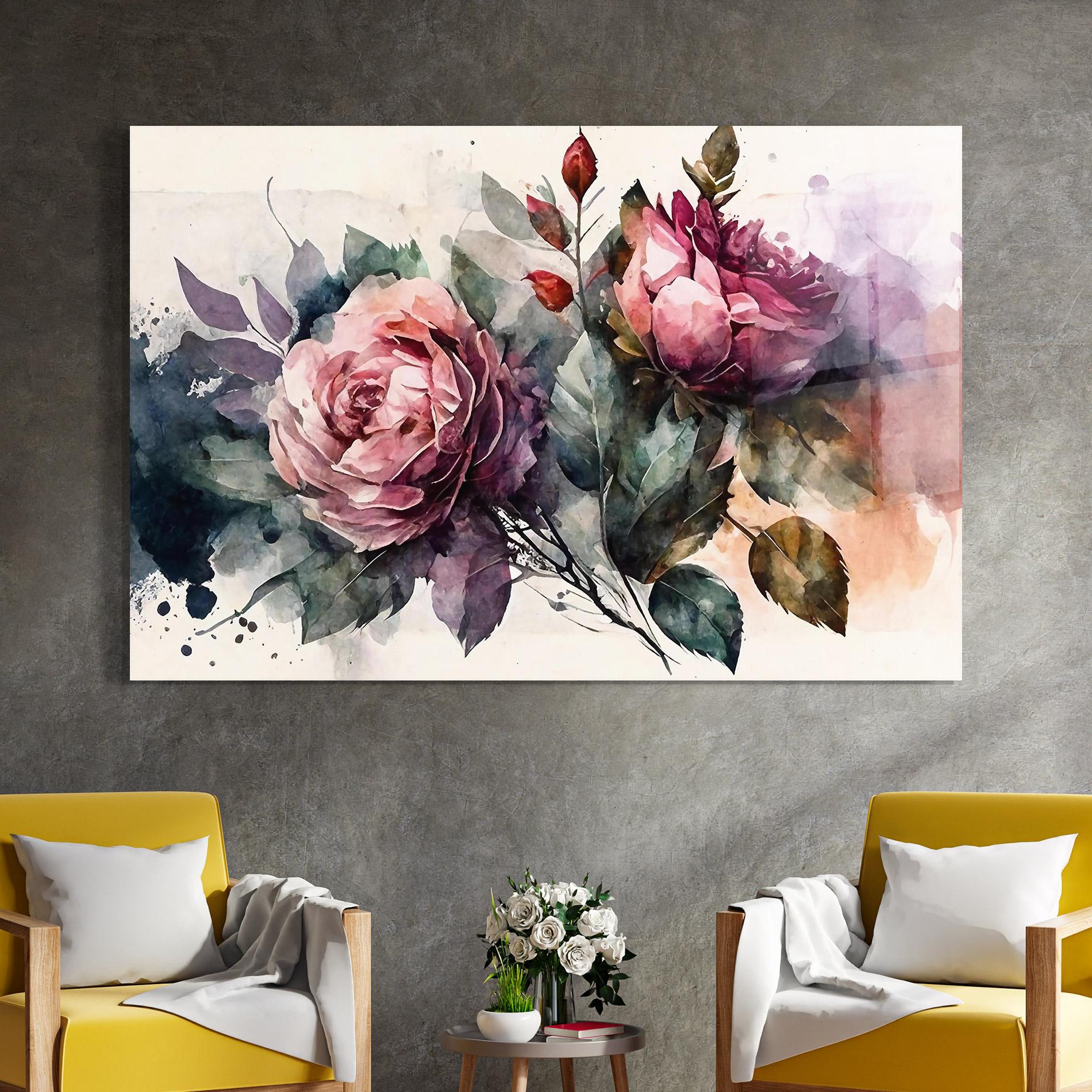 Glasbild Roses Bouquet Art mockup 4
