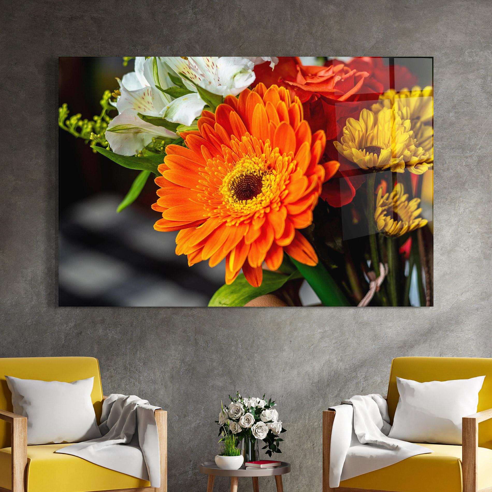 Glasbild Strong Orange Bouquet mockup 4
