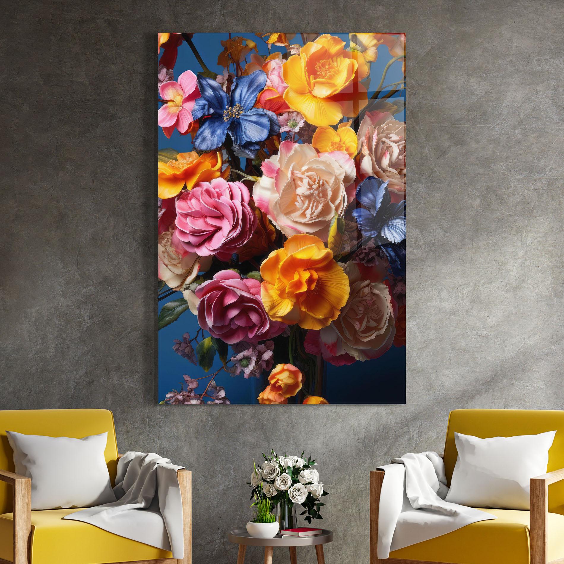 Glasbild Colorful Flower Bouquet mockup 4