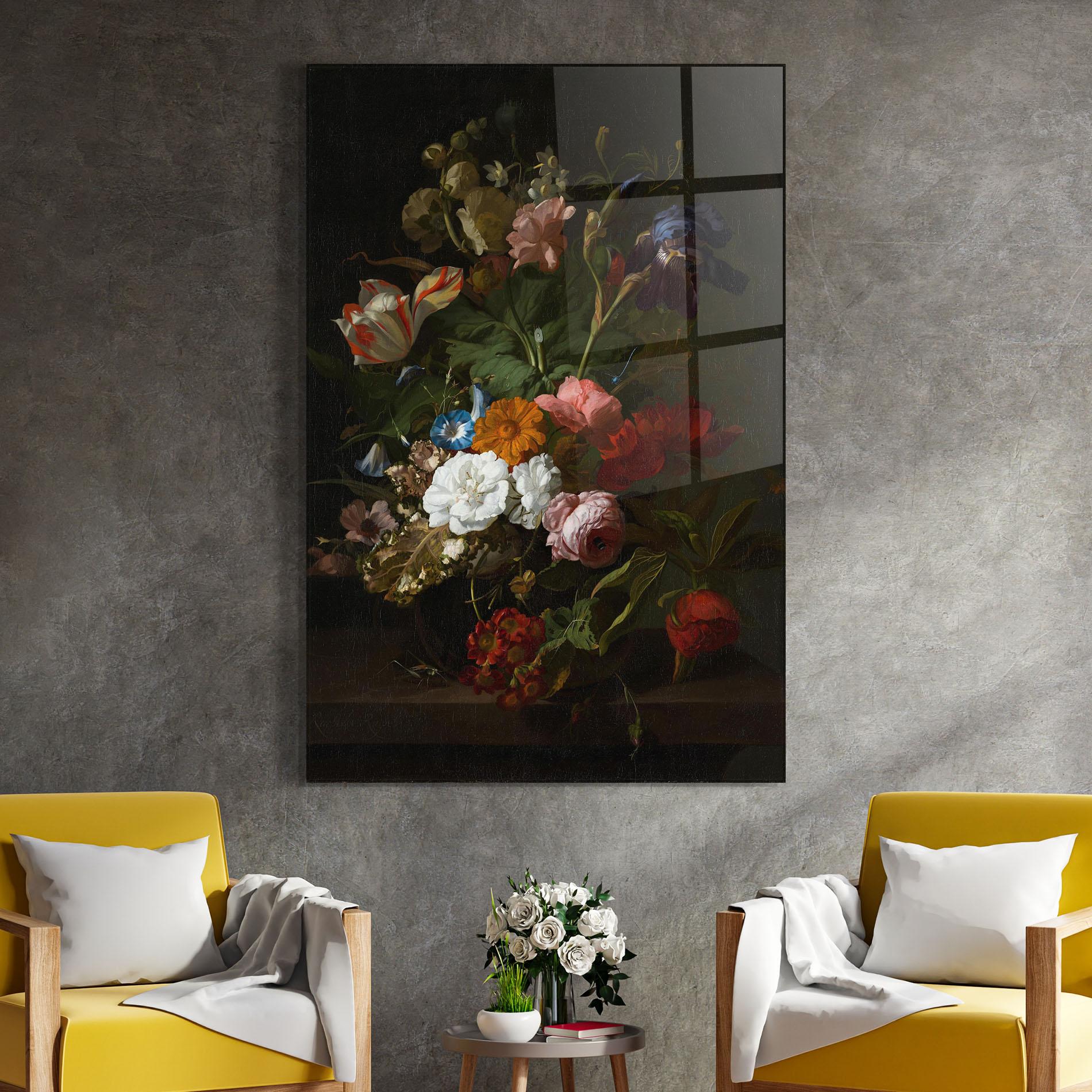 Glasbild Dark Flowers Bouquet mockup 4