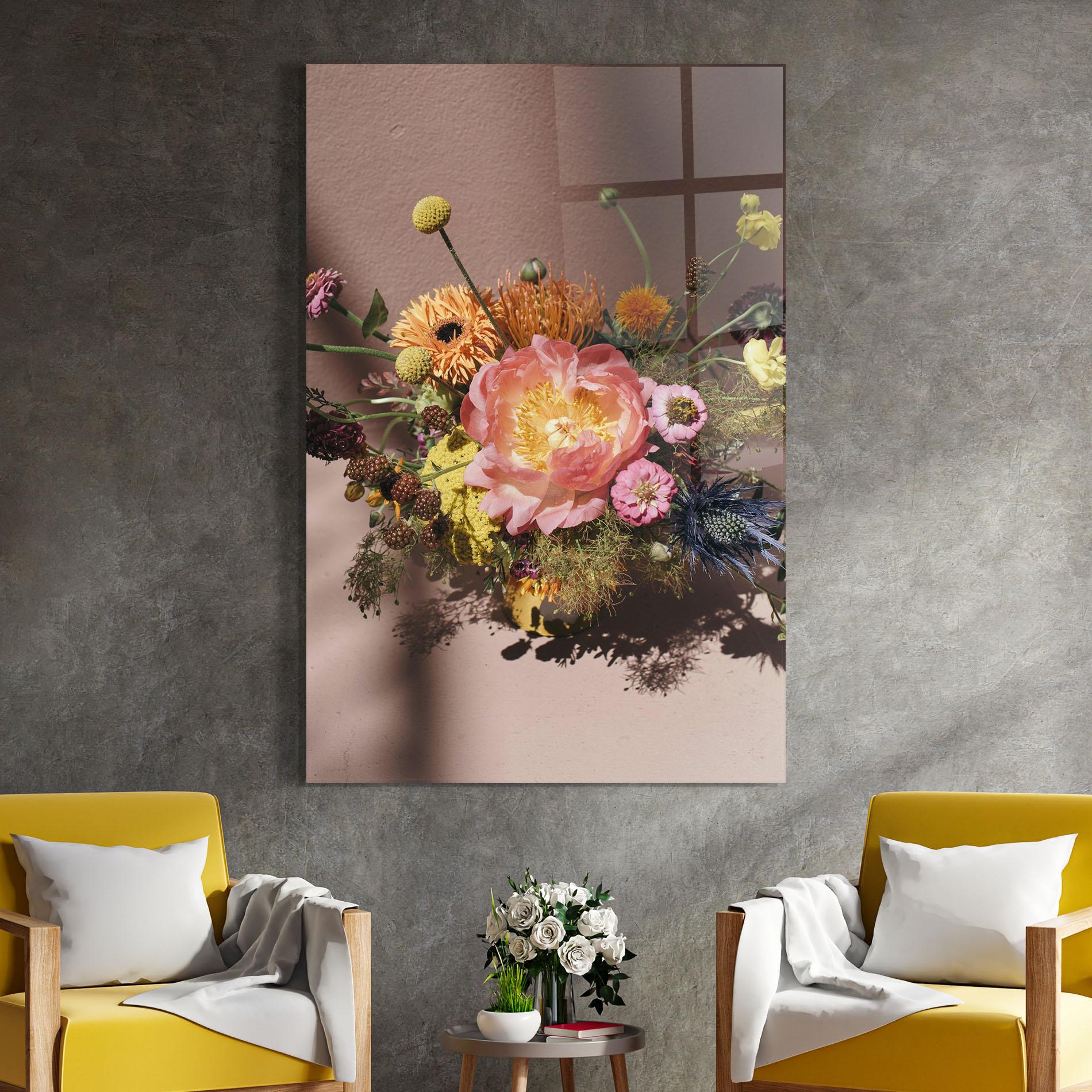 Glasbild Pastel Orange Bouquet mockup 4